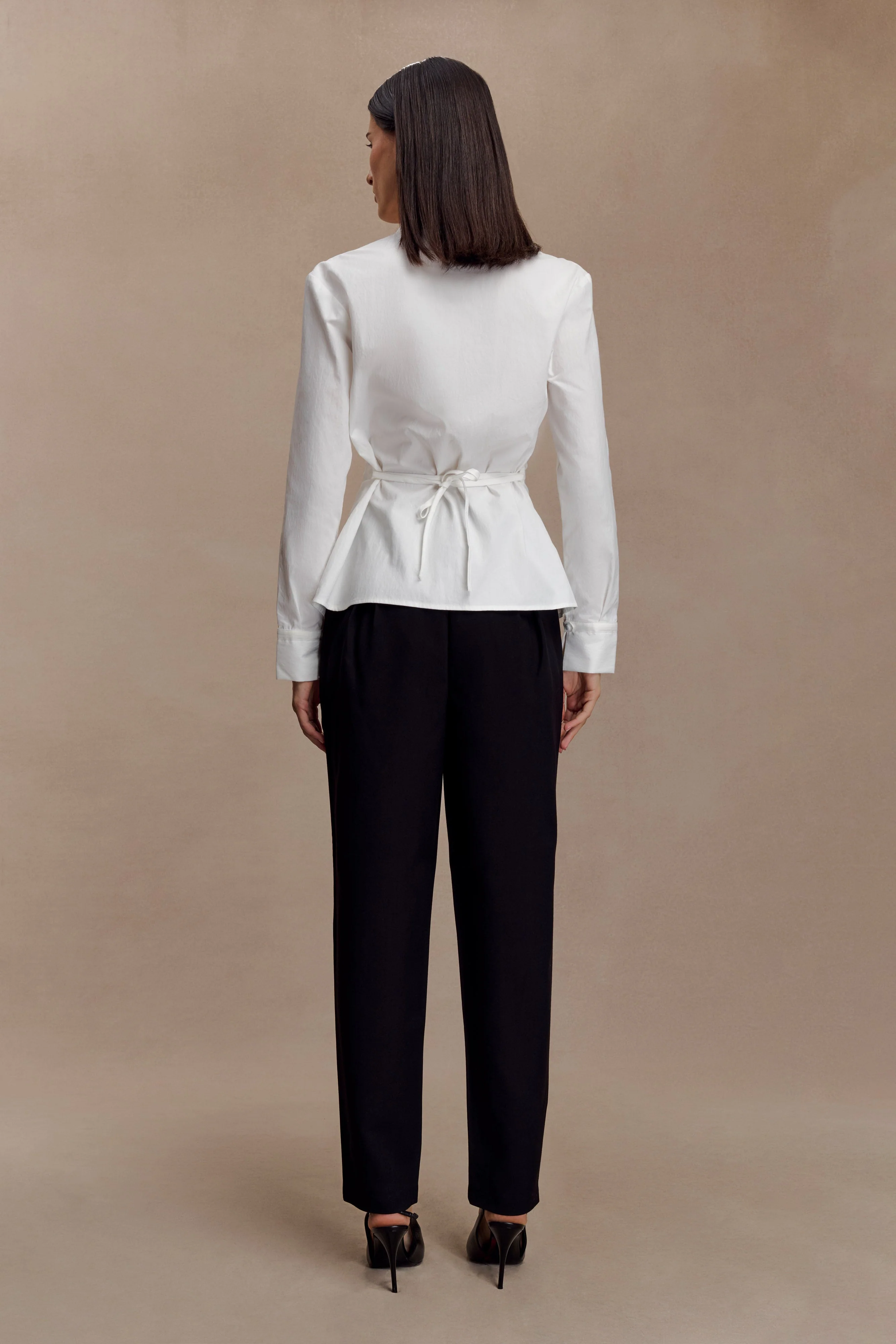 Millie Tie Back Cotton Shirt - White - Image 6
