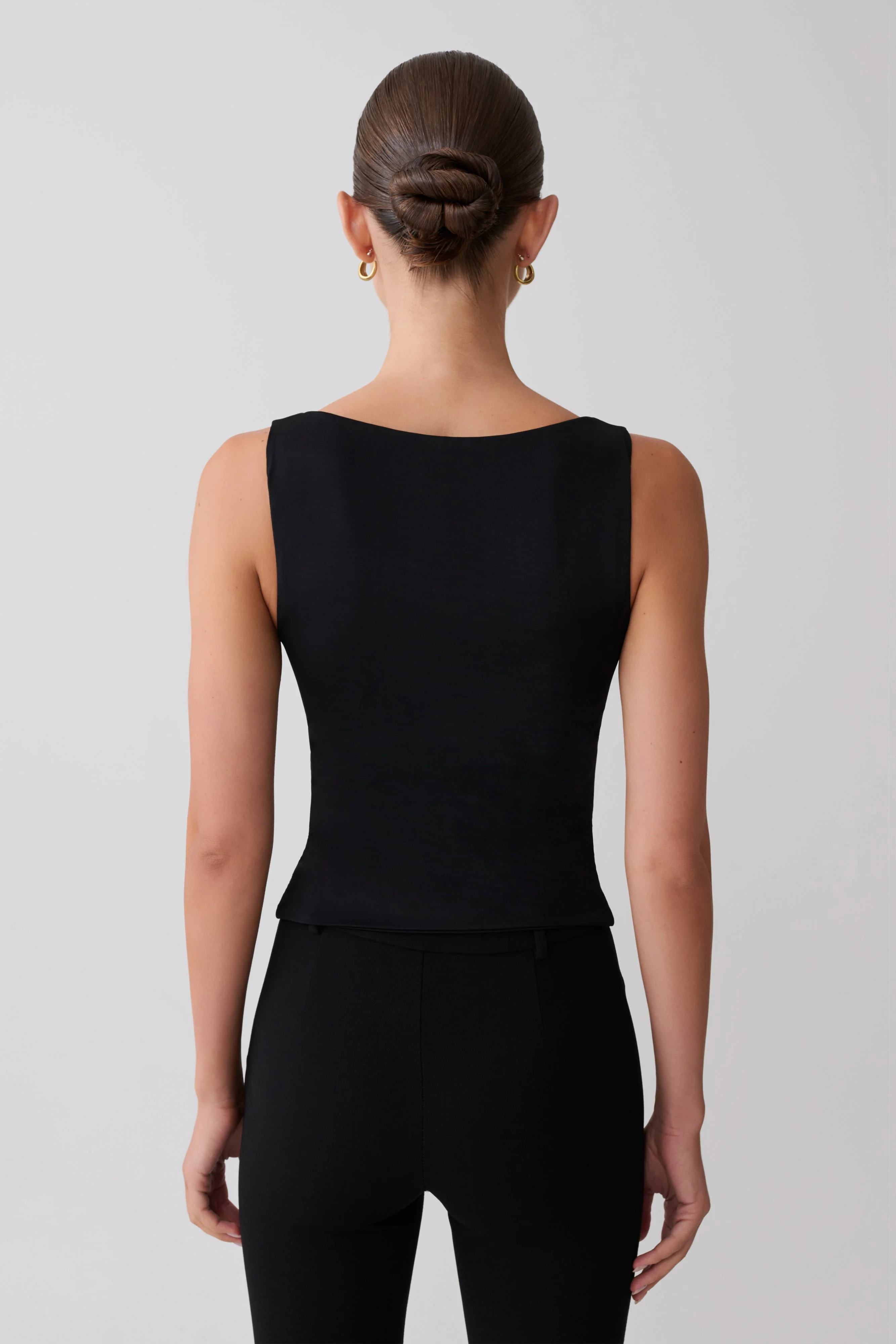 Millie Twist Sleeveless Top - Black - Image 2