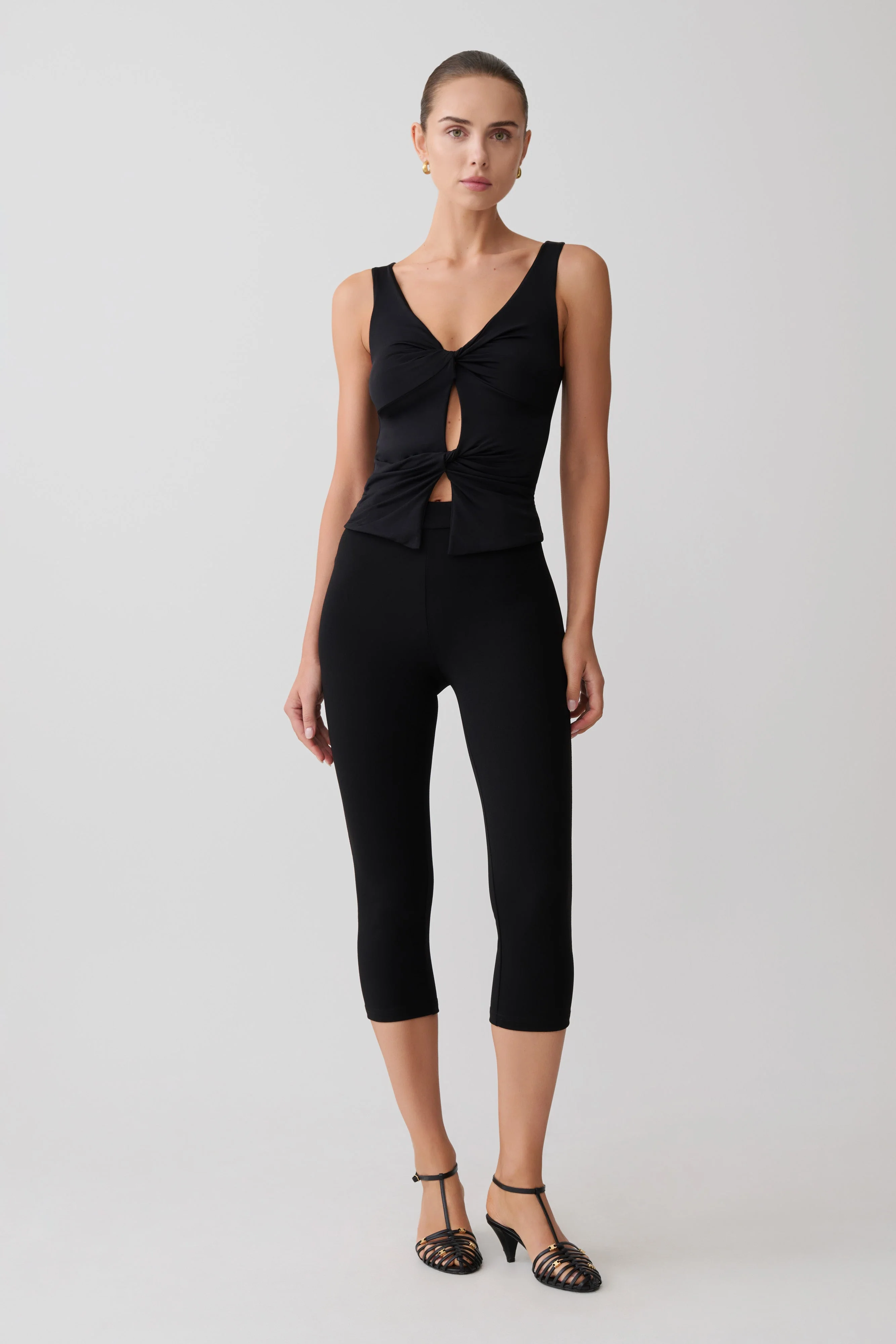 Millie Twist Sleeveless Top - Black - Image 4