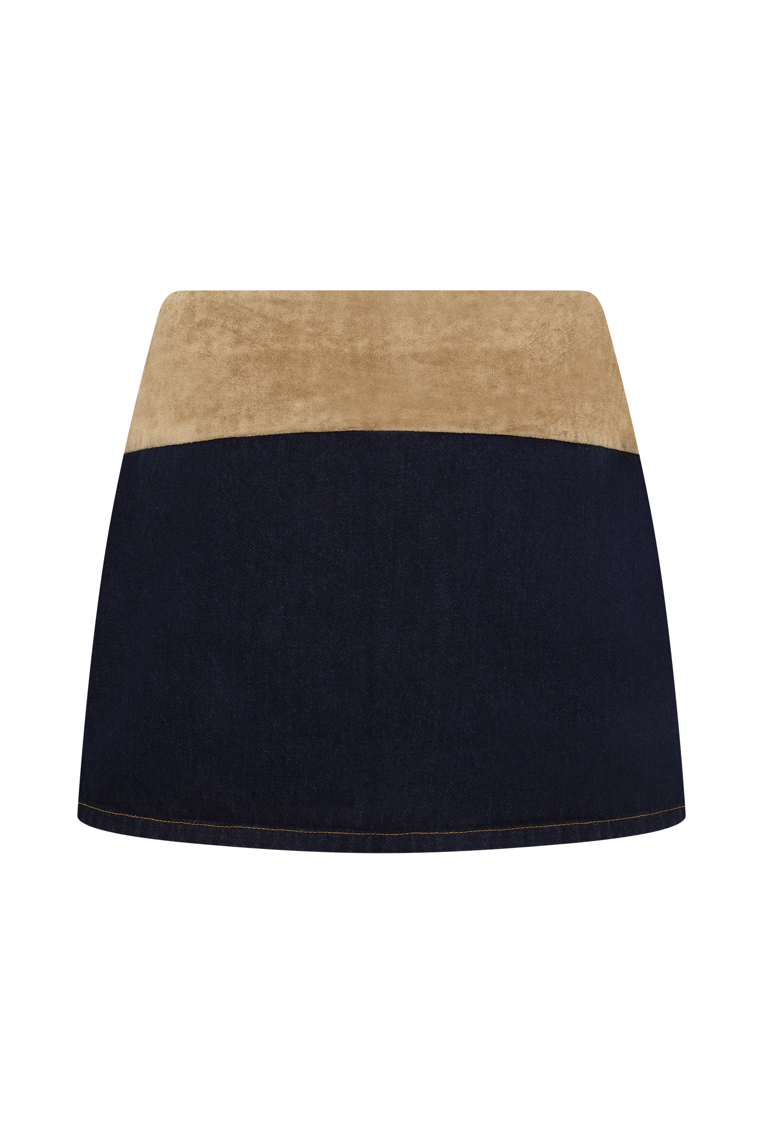 Miranda Faux Suede Belted Denim Mini Skirt - Indigo Blue - Image 8