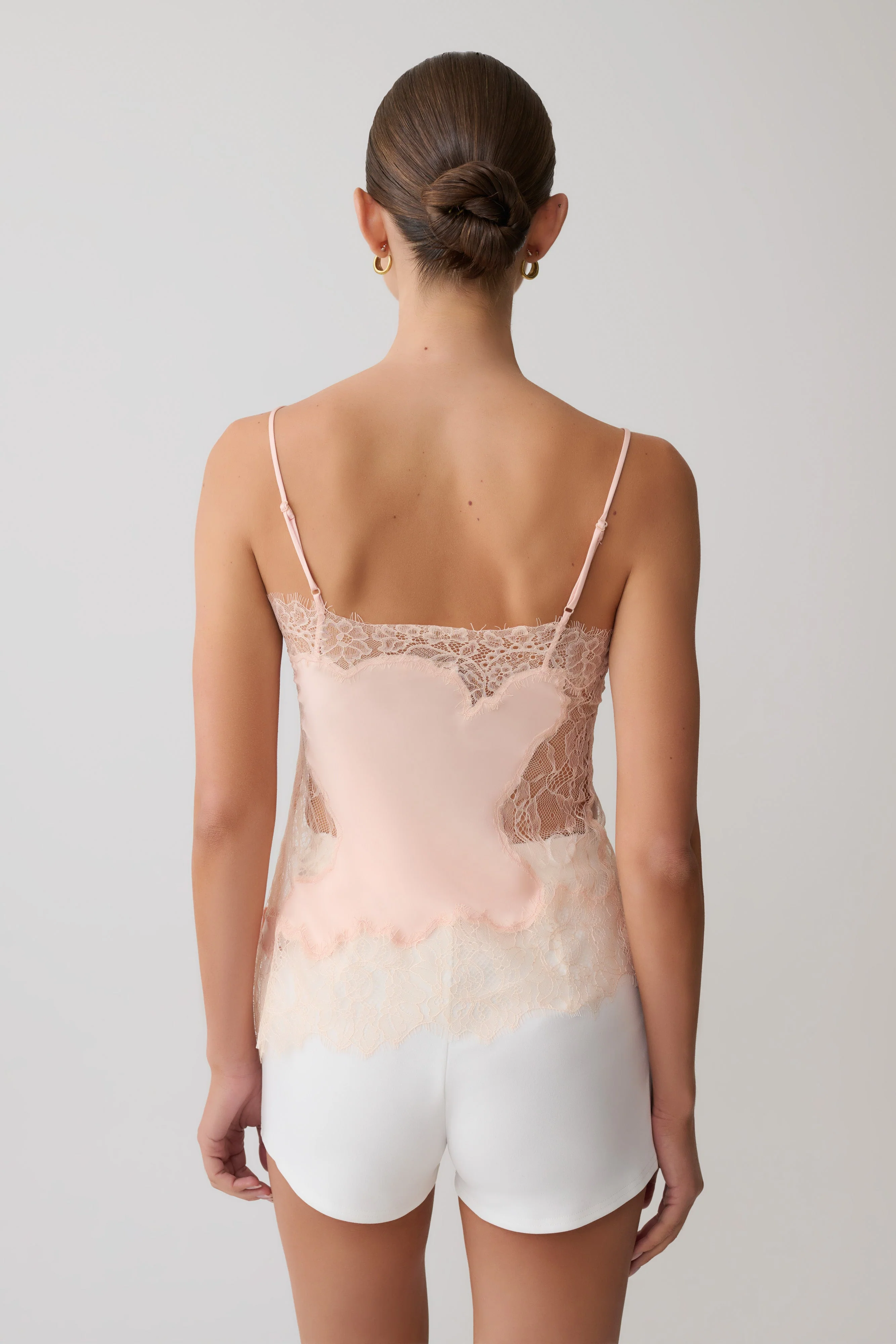 Miriam Satin & Lace Camisole - Peach - Image 2