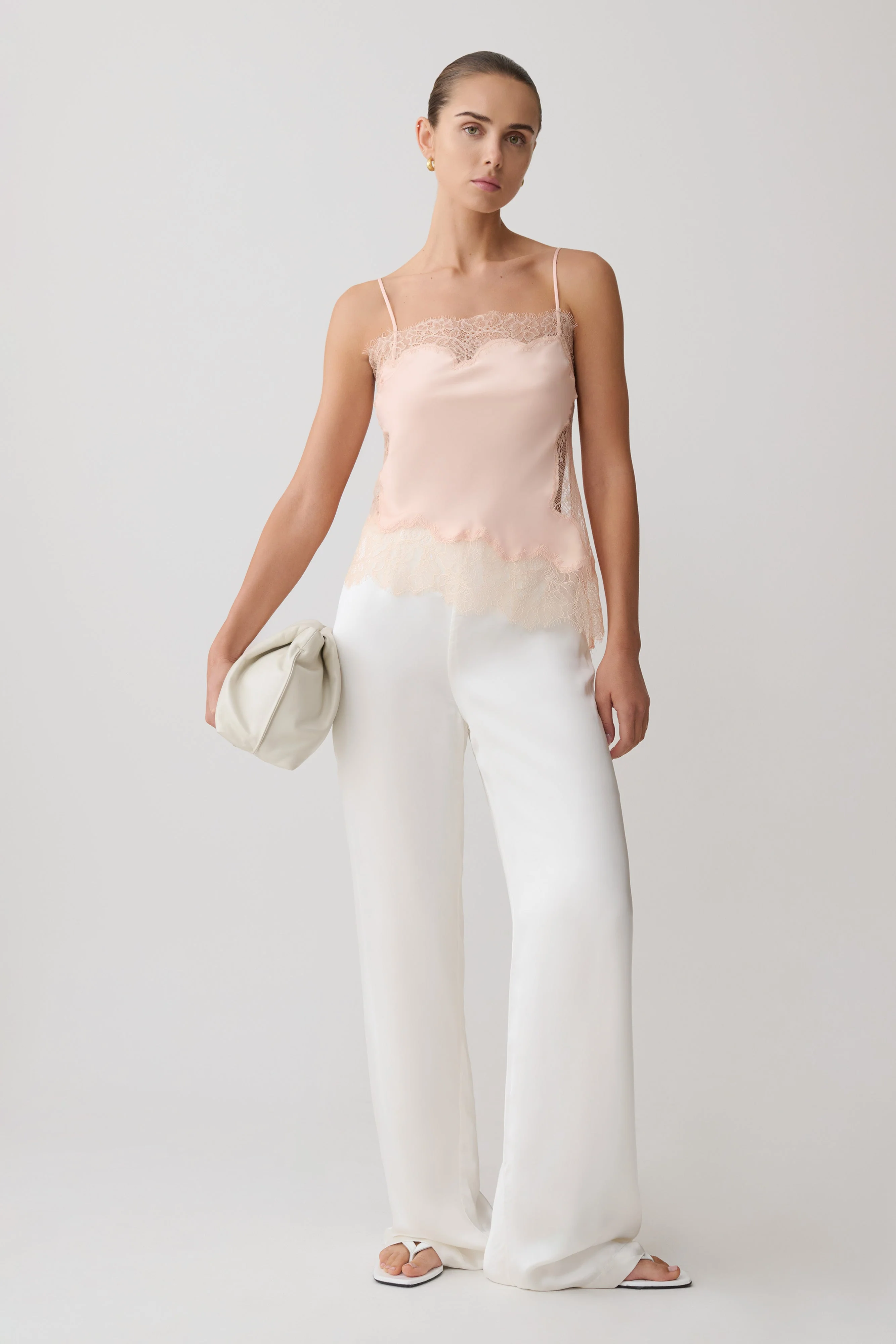 Miriam Satin & Lace Camisole - Peach - Image 8