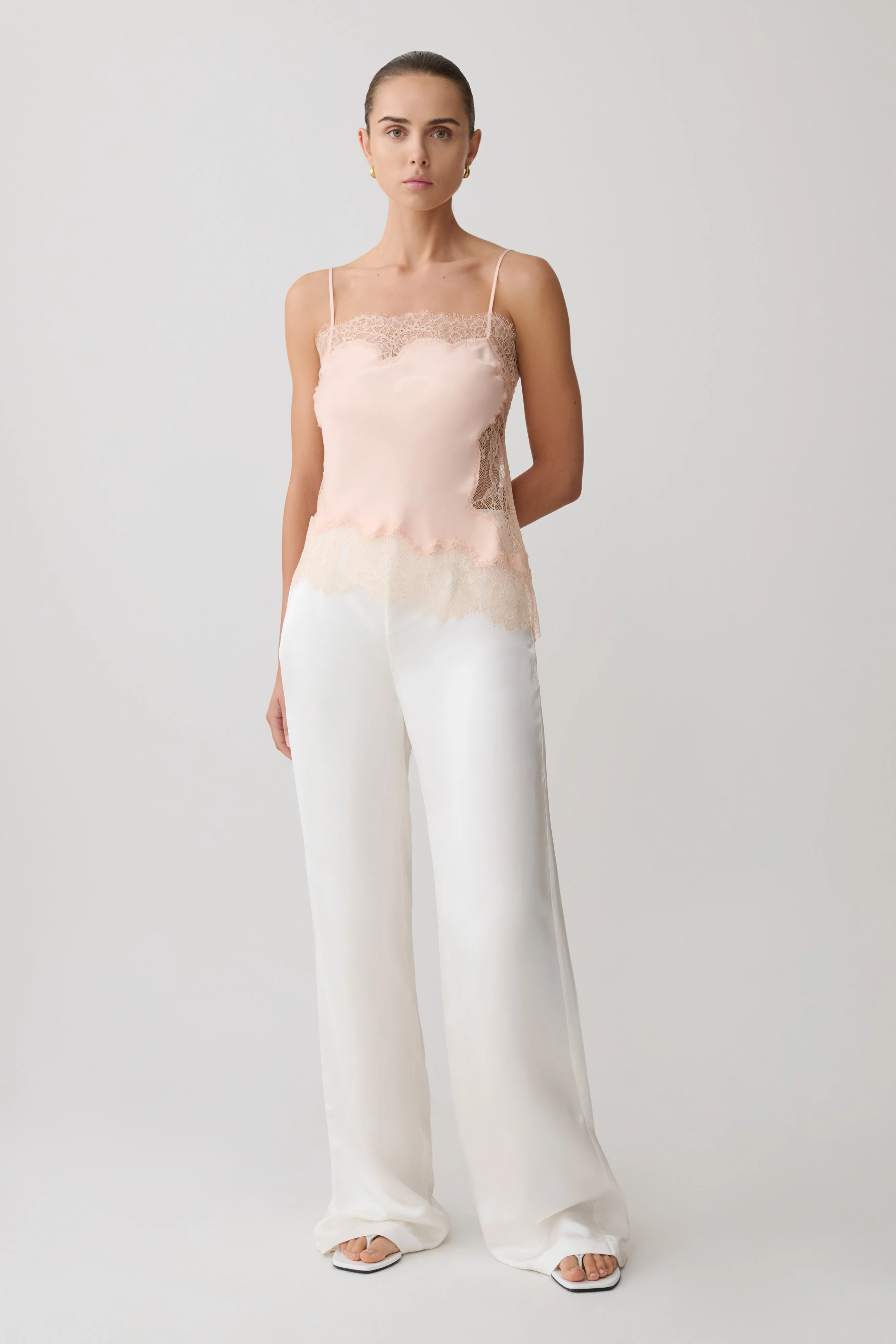 Miriam Satin & Lace Camisole - Peach - Image 9