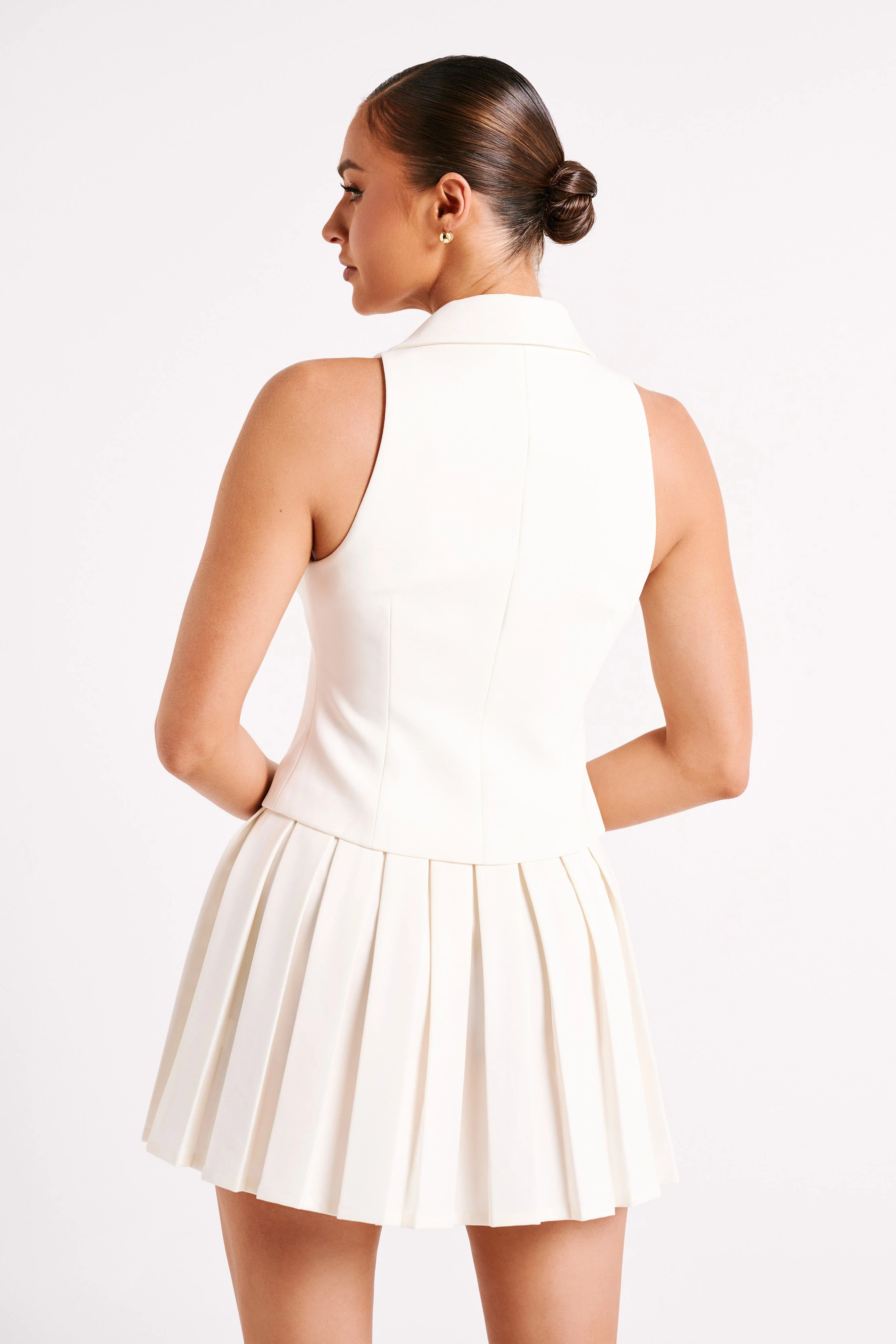 Mura Pleated Mini Skirt - Ivory - Image 4