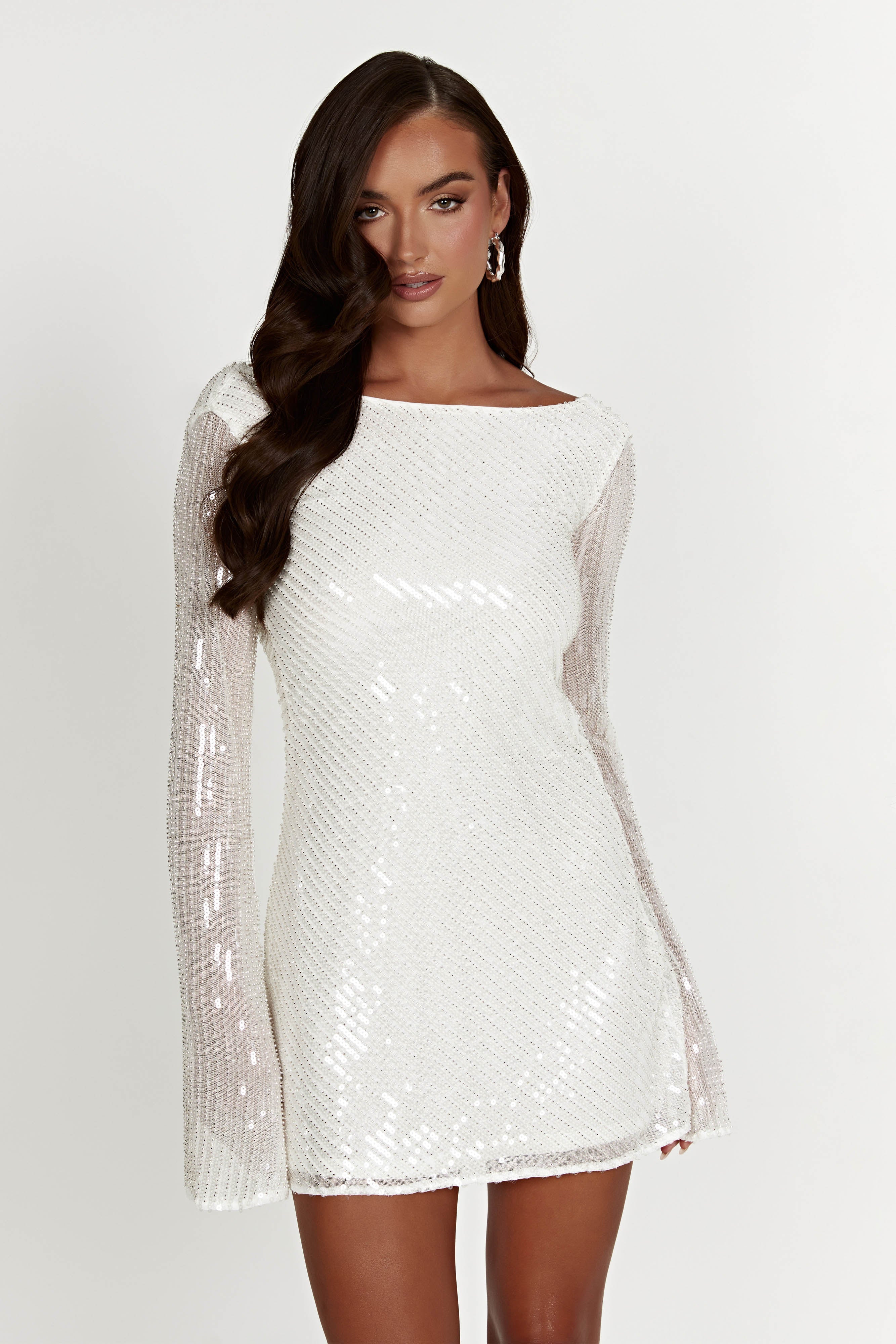 Nala Sequin Mini Dress - White - Image 4