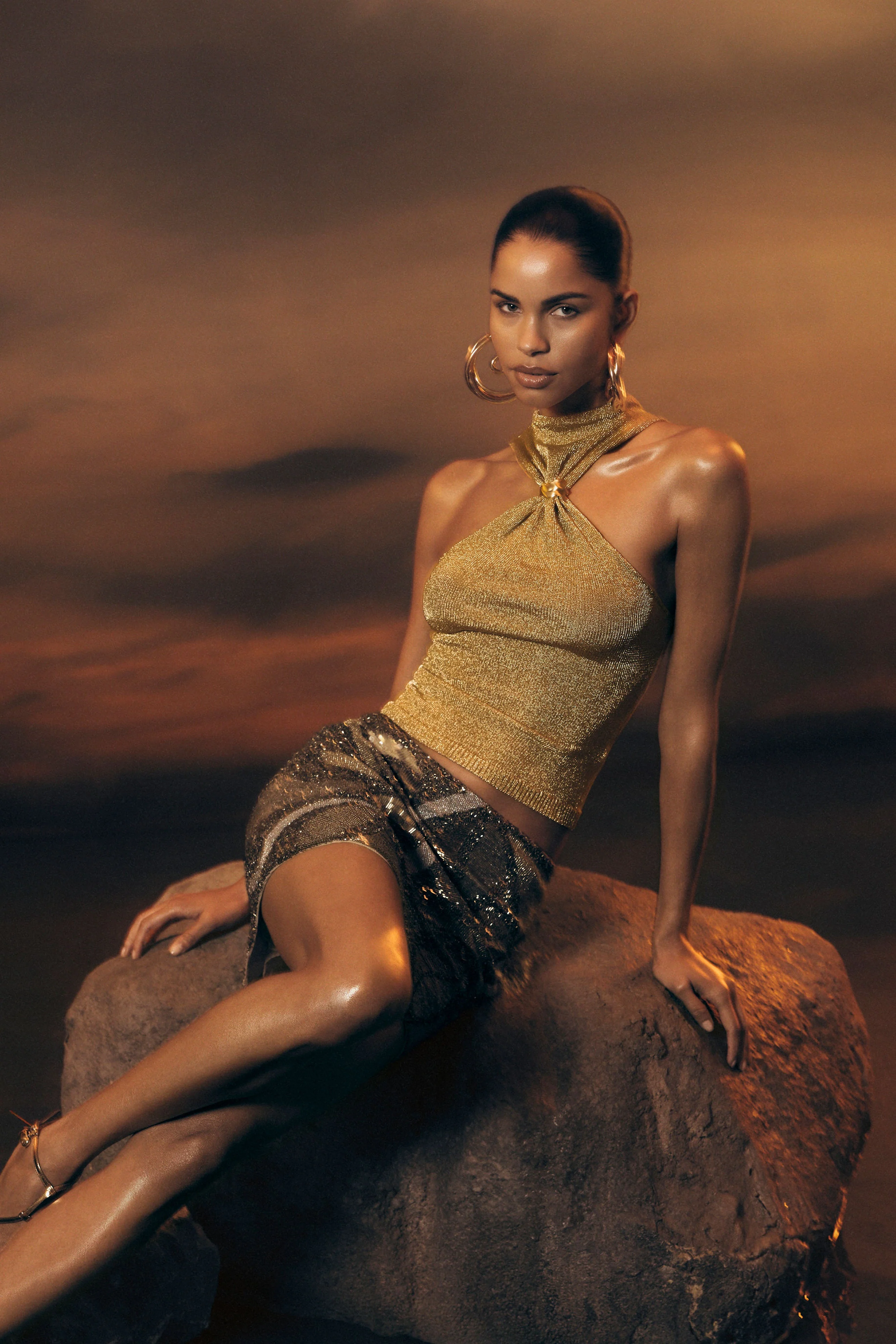 Nikki Lurex Top With Hardware - Gold - Image 3