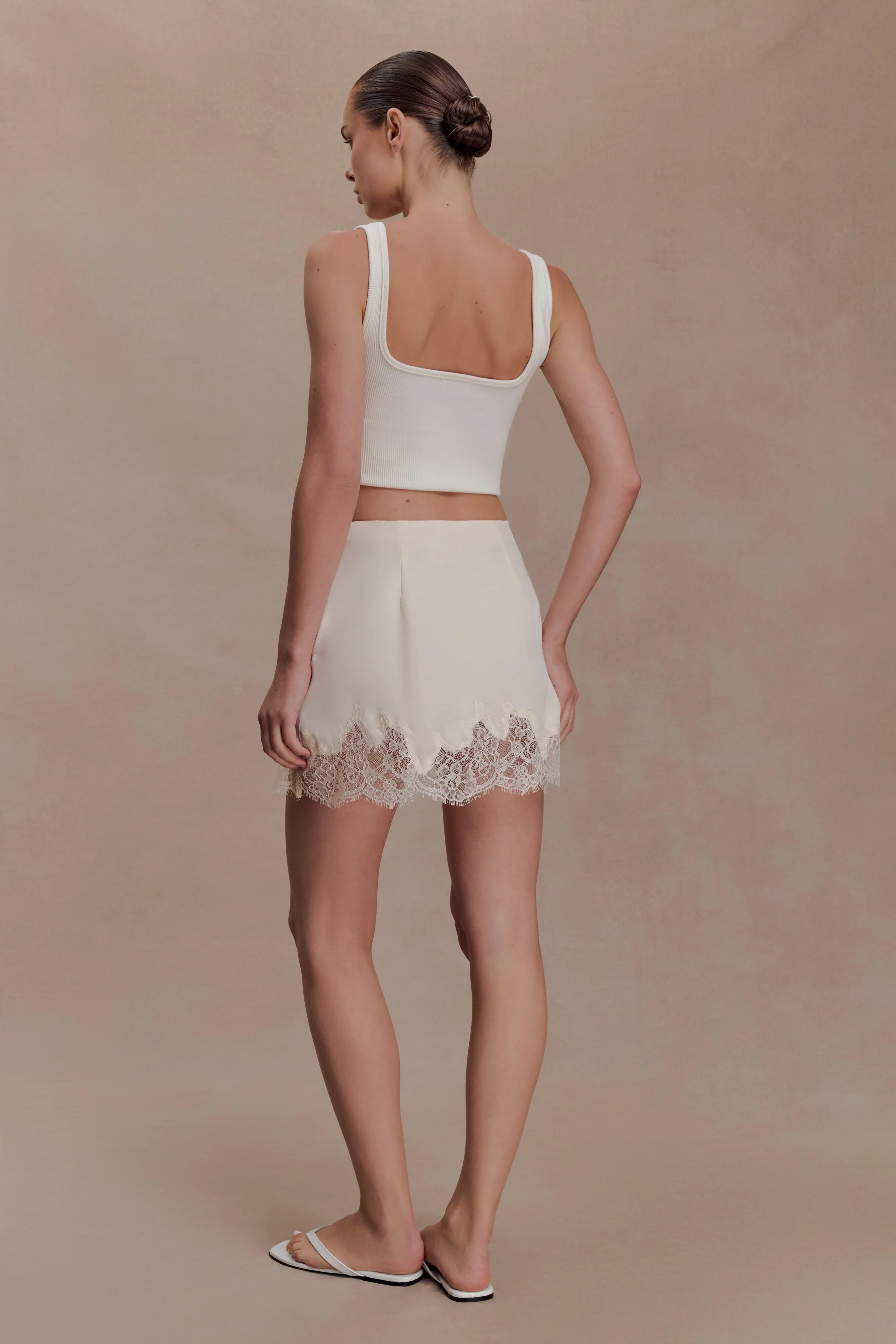 Nina Lace And Satin Mini Skirt - Ivory - Image 2