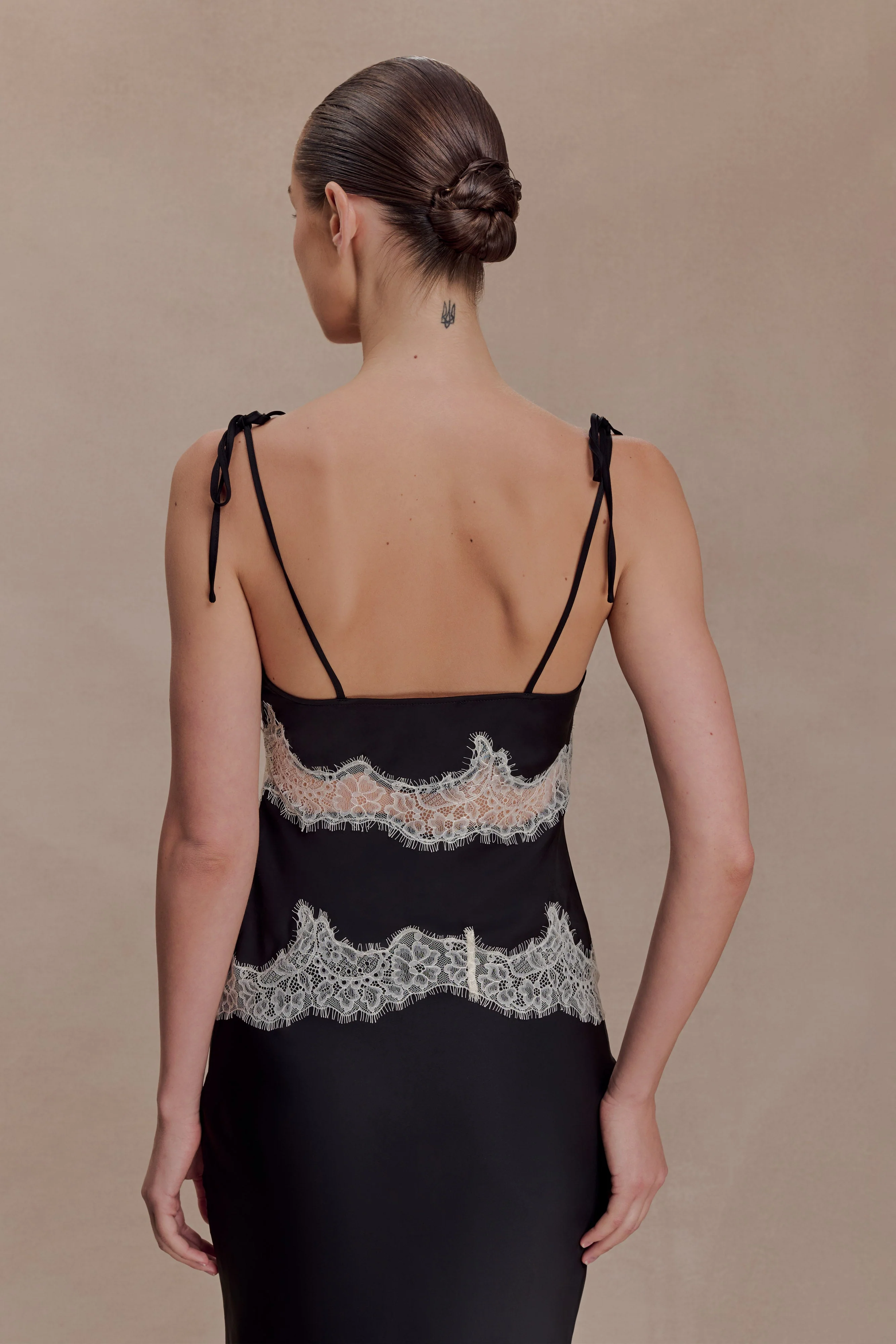 Nina Satin And Lace Camisole - Black/Ivory - Image 4