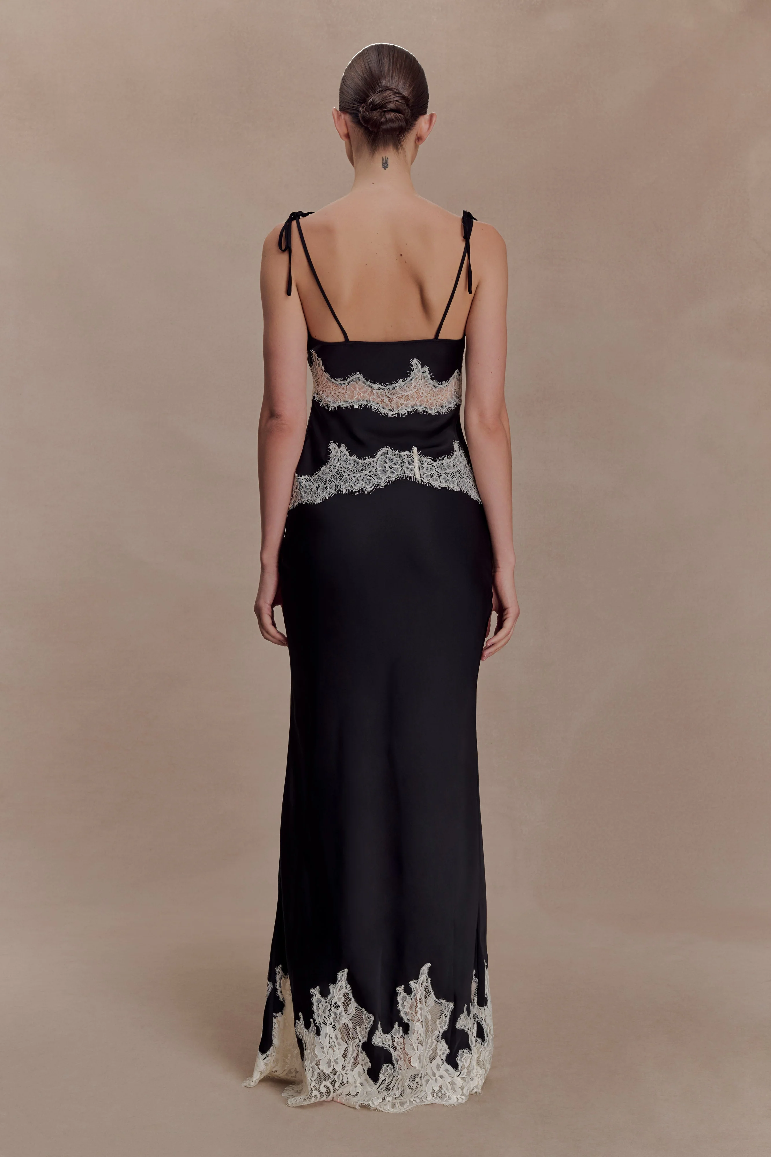 Nina Satin And Lace Camisole - Black/Ivory - Image 5