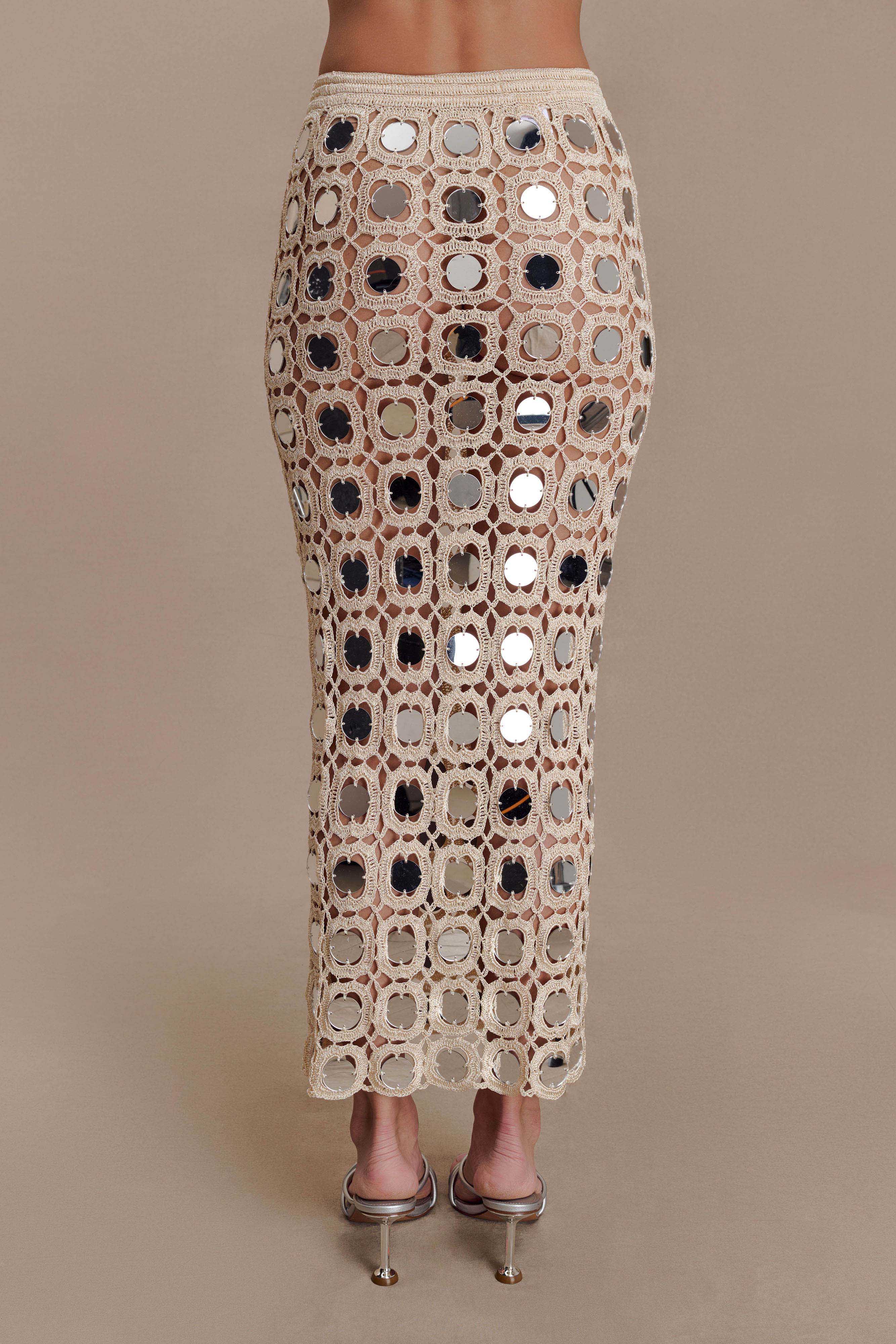 Noel Mirror Knit Midi Skirt - Beige - Image 6