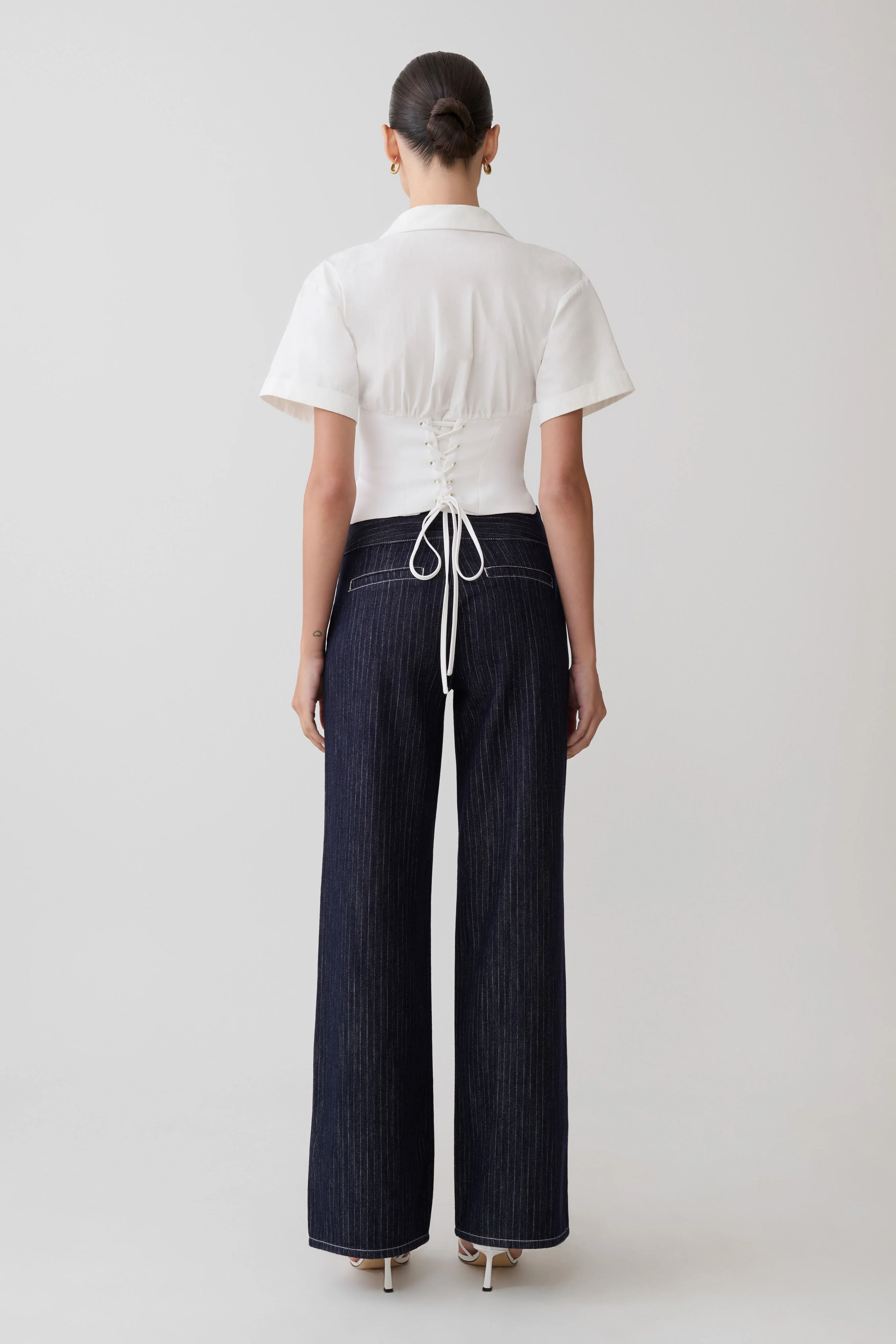 Noelia Tie Back Short Sleeve Shirt - White - Image 8