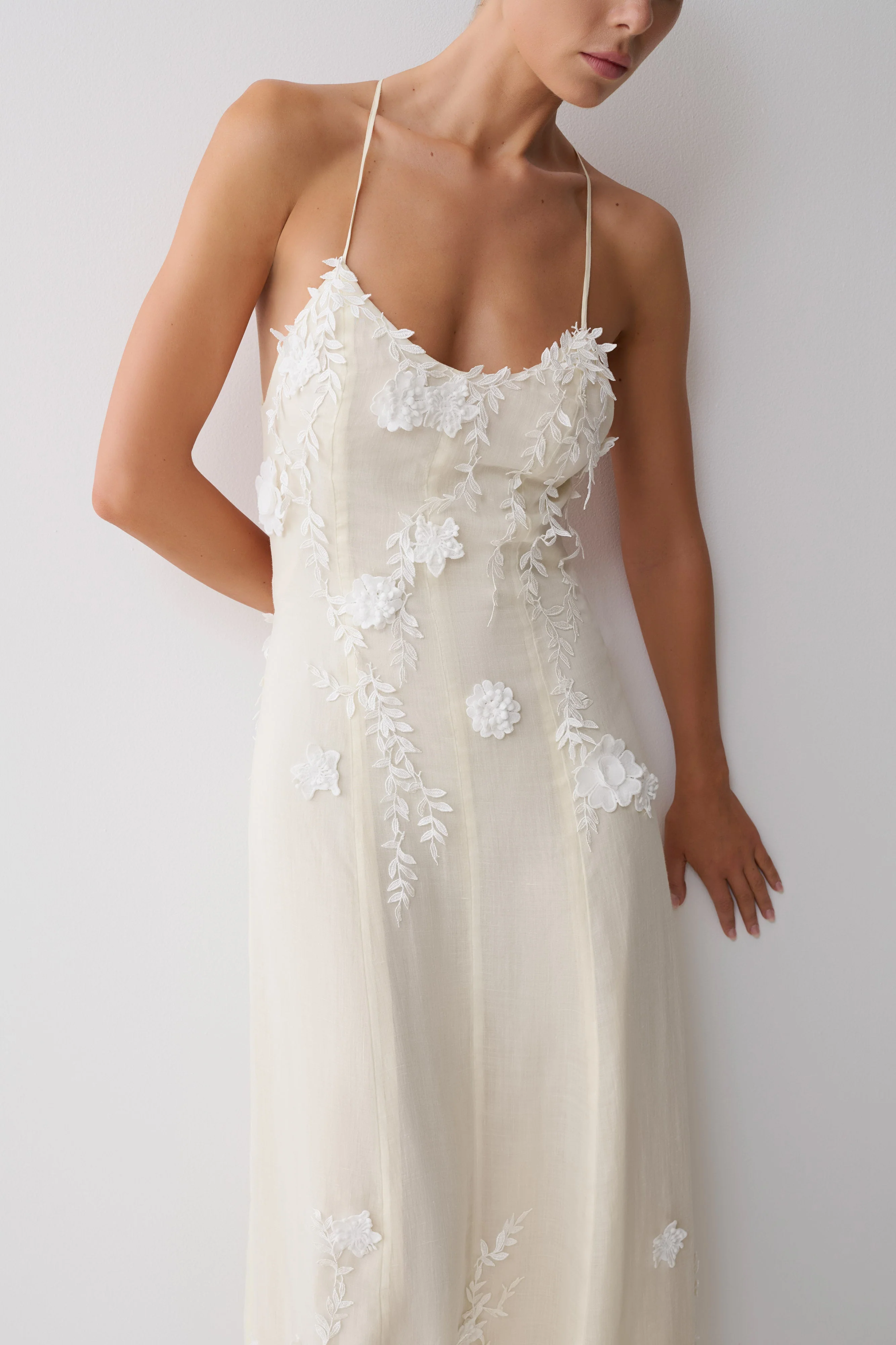 Odette Floral Lace Midi Dress - Buttermilk - Image 6