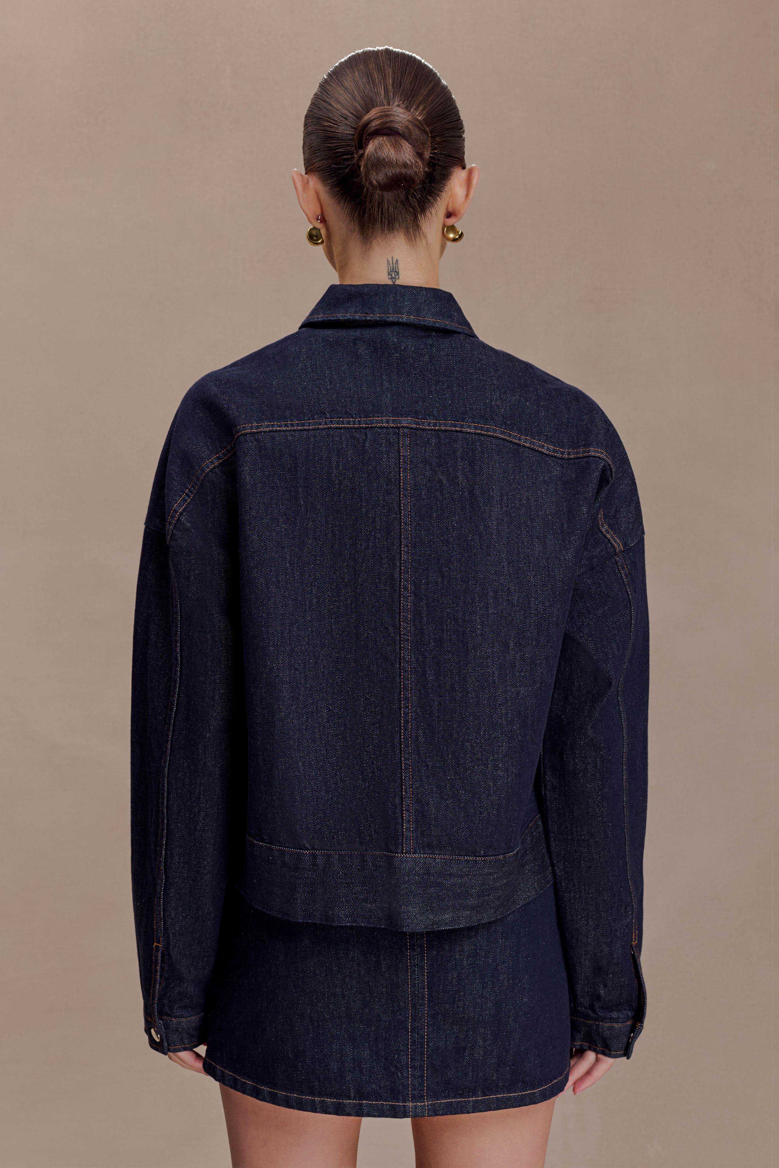 Olandria Oversized Jacket Top - Washed Indigo Blue - Image 2