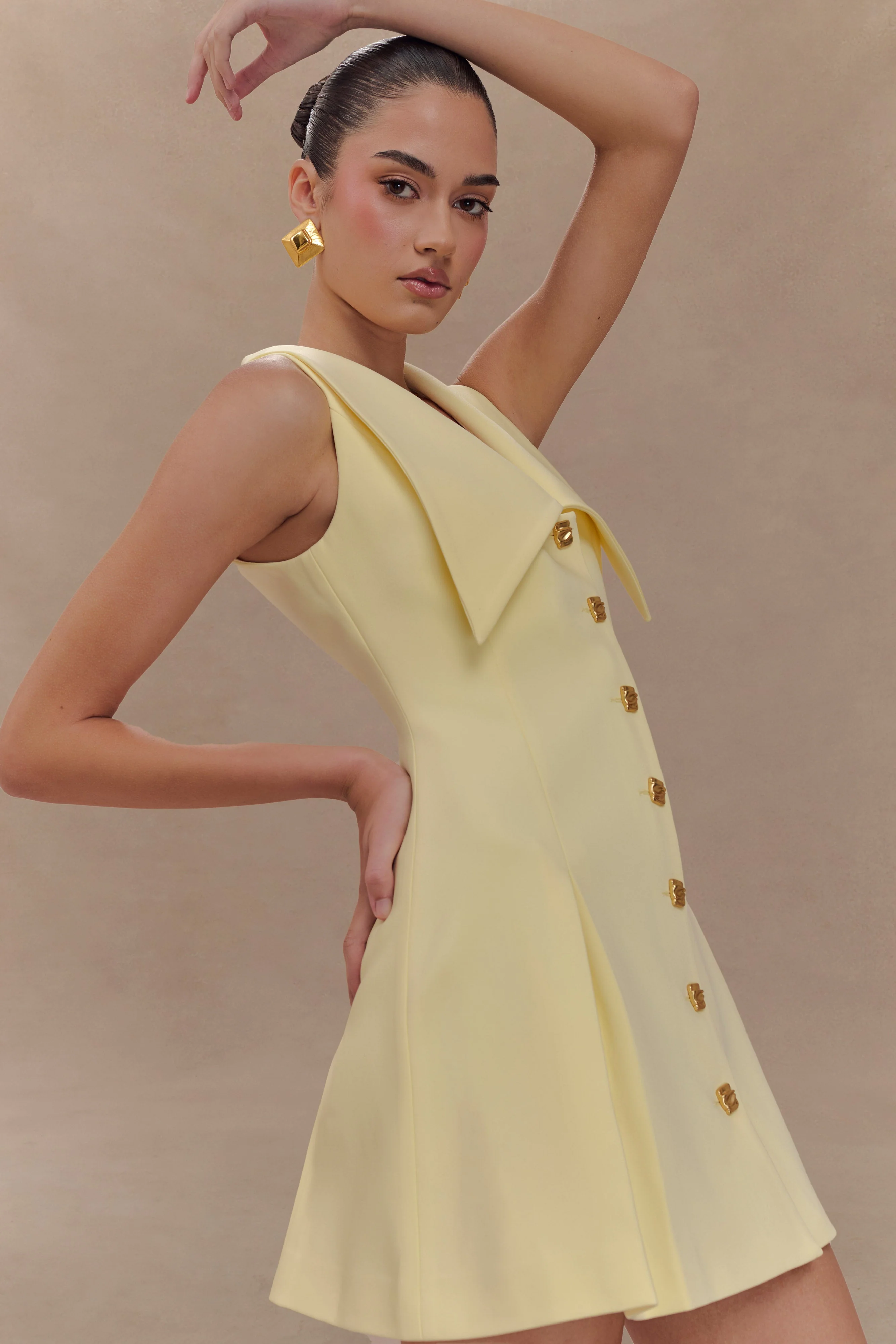 Oli Sleeveless Mini Dress - Lemon - Image 3