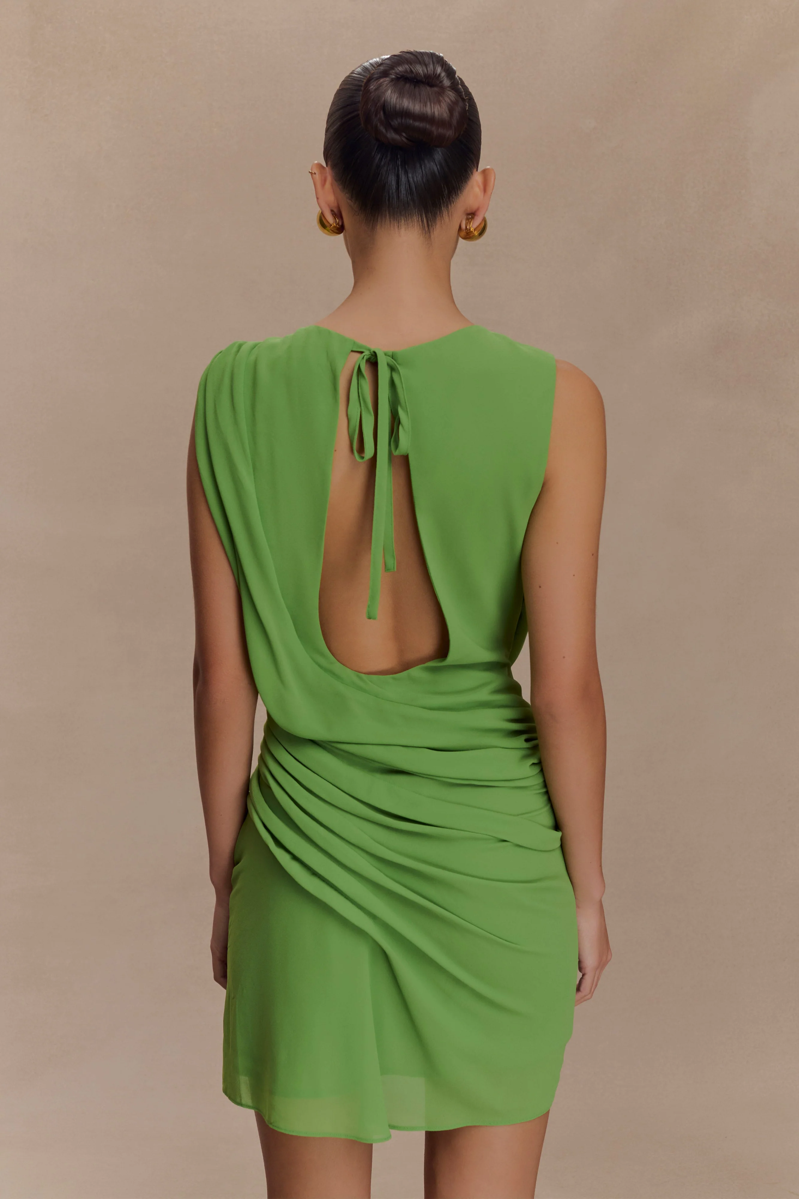 Oria Chiffon Mini Dress - Green - Image 2