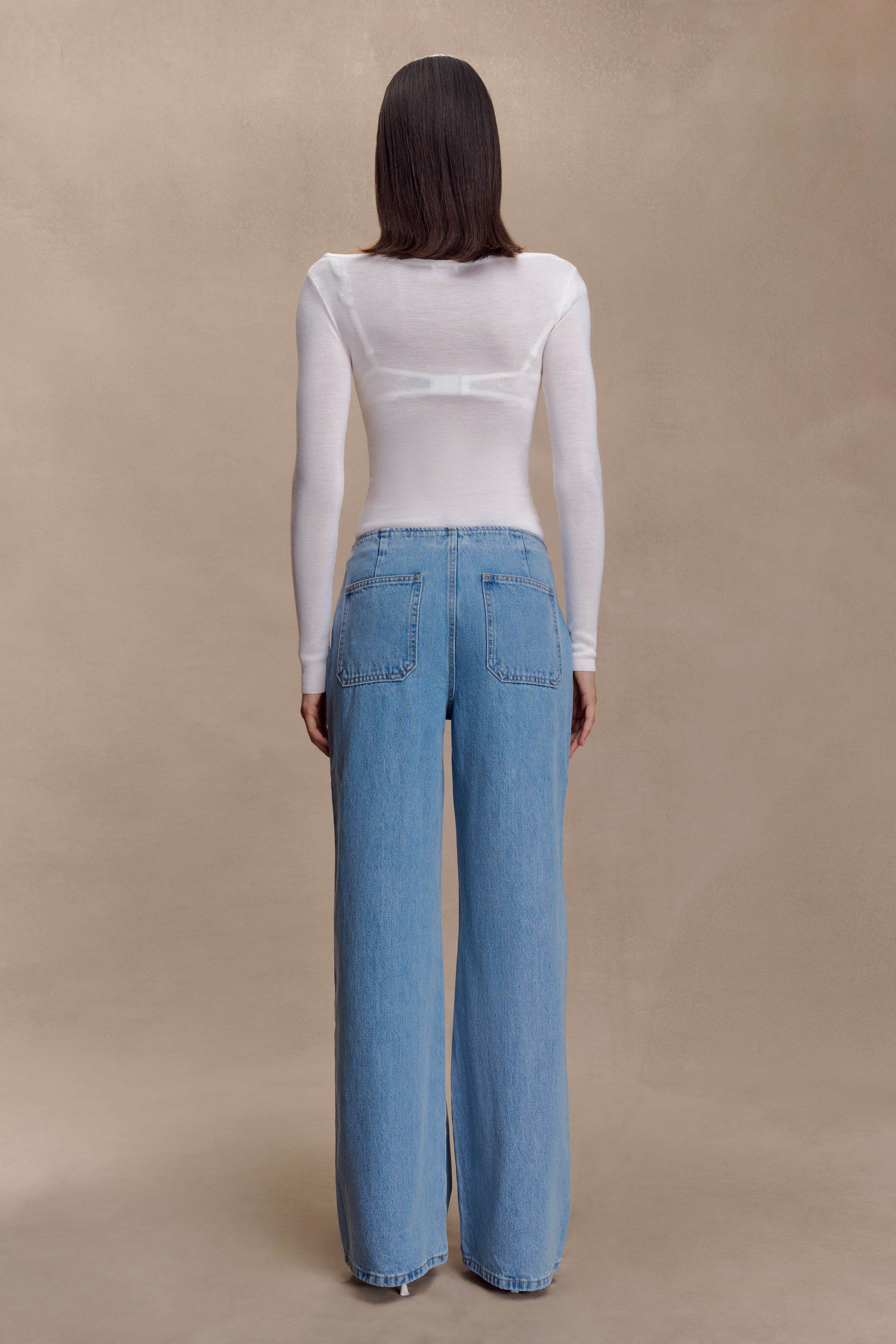 Paedyn Merino Wool Ribbed Long Sleeve Top - Ivory - Image 6