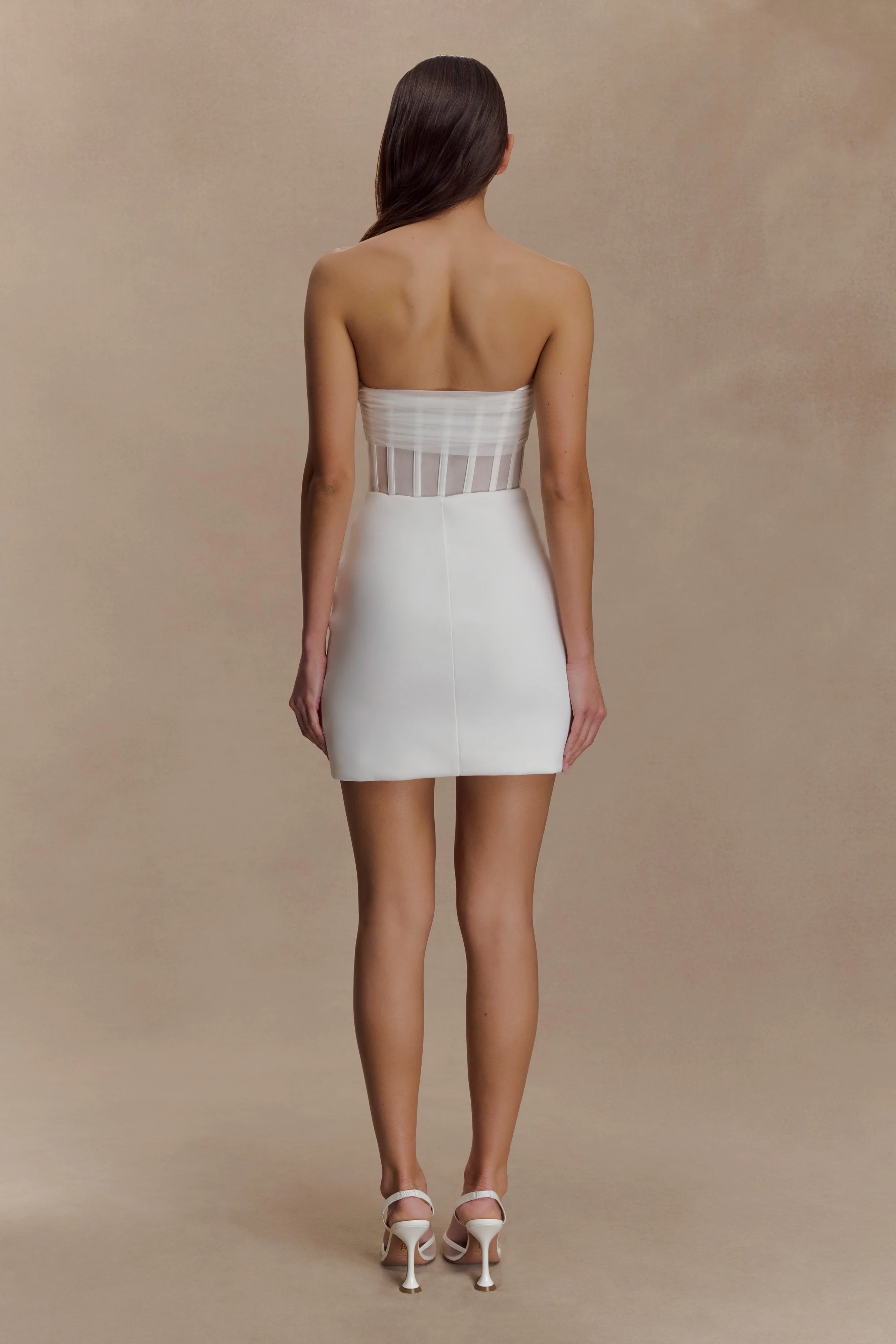 Palmer Mesh Corset Mini Dress - Ivory - Image 2