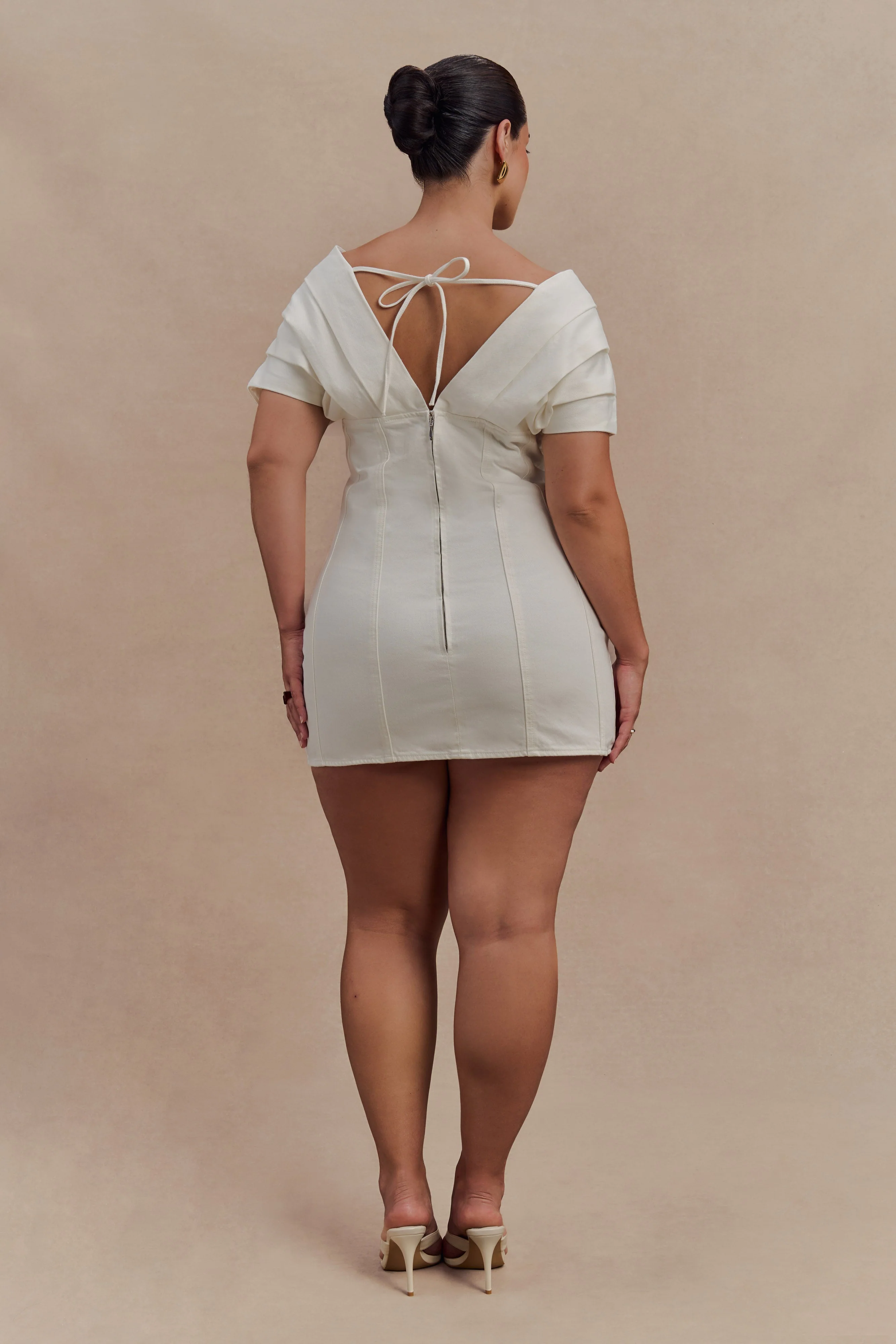 Pascale Off Shoulder Denim Mini Dress - White - Image 7