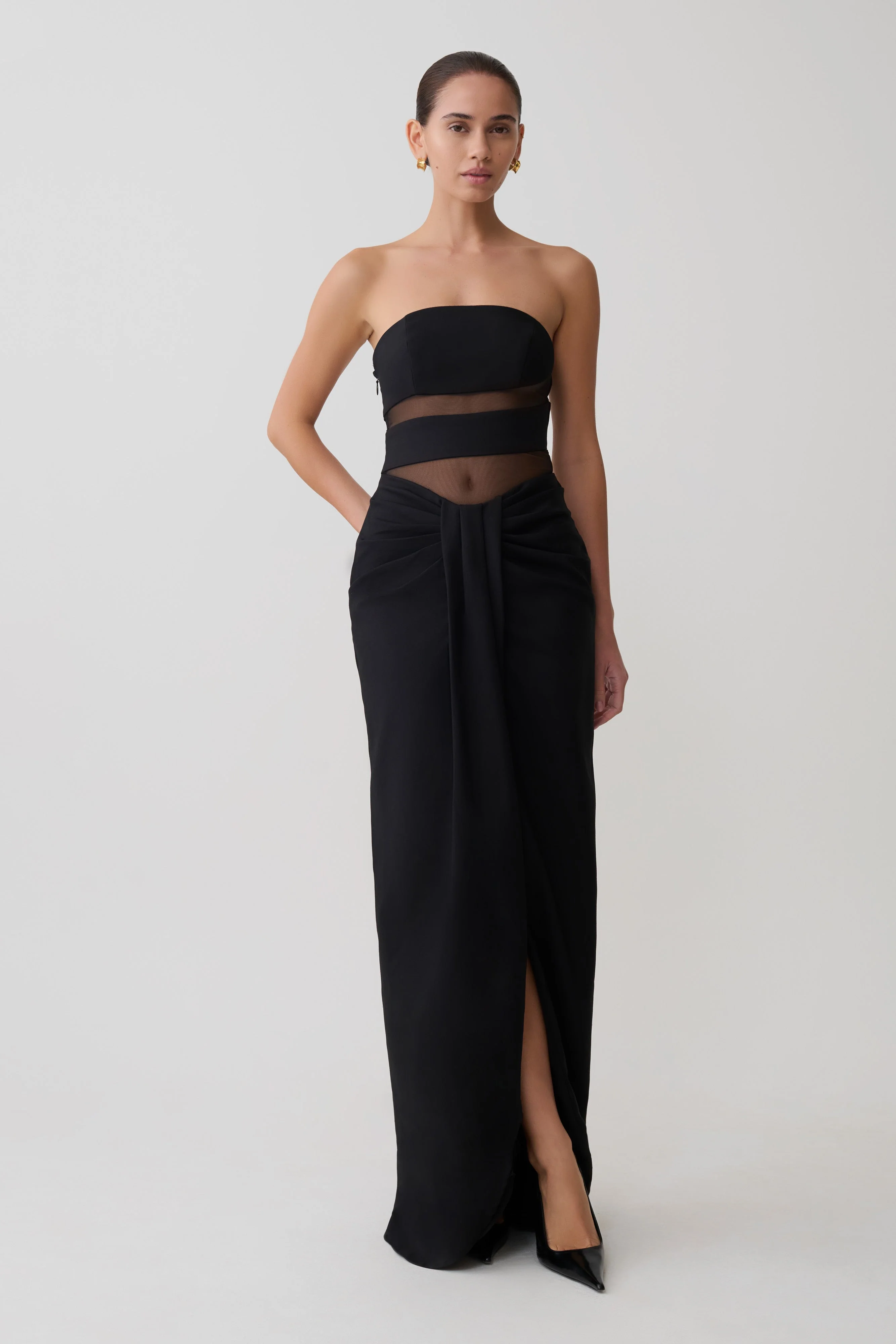 Paulina Cut Out Strapless Maxi Dress - Black - Image 5