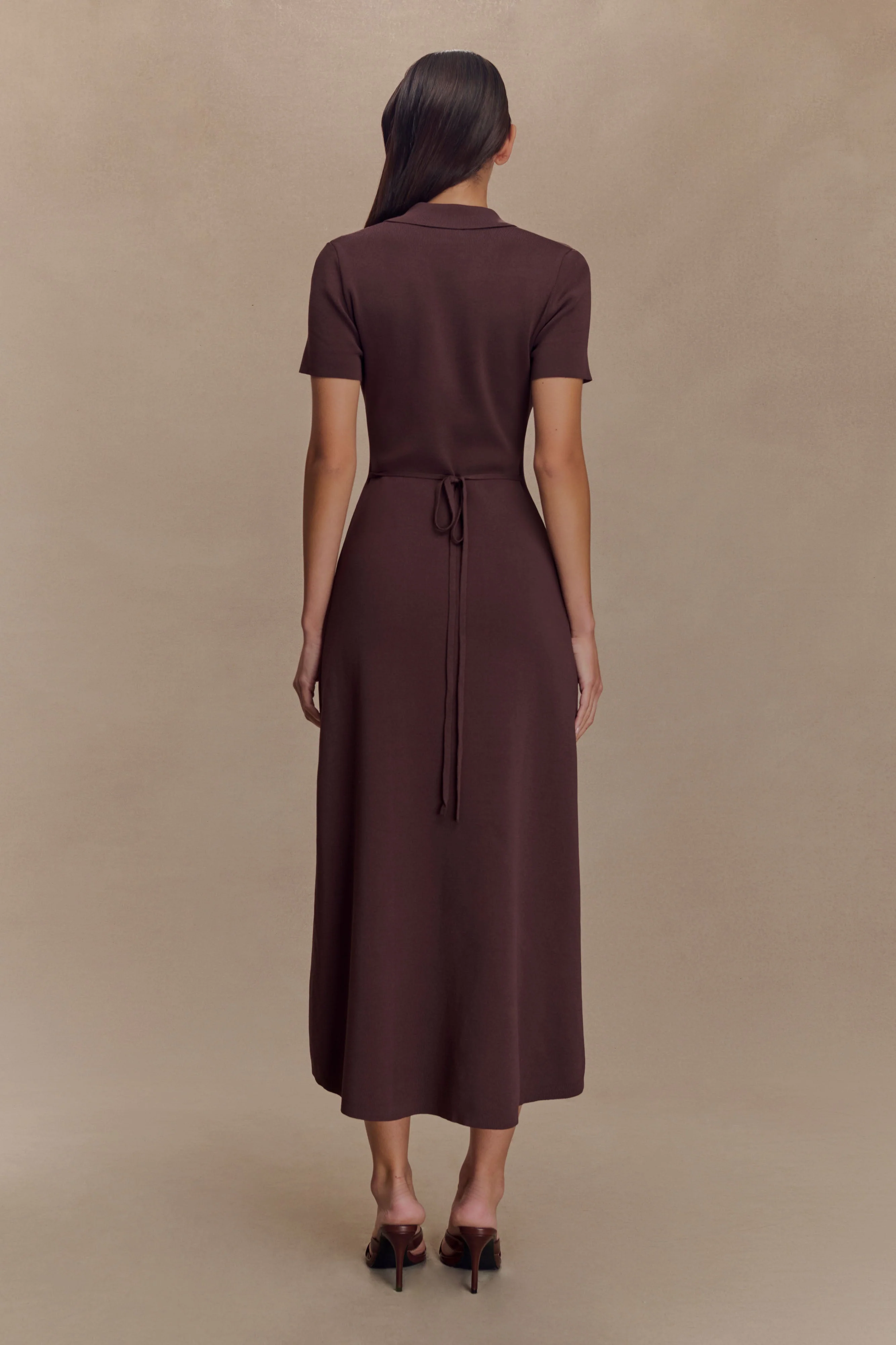 Pearson Short Sleeve Knit Midi Dress - Chocolate - Image 2