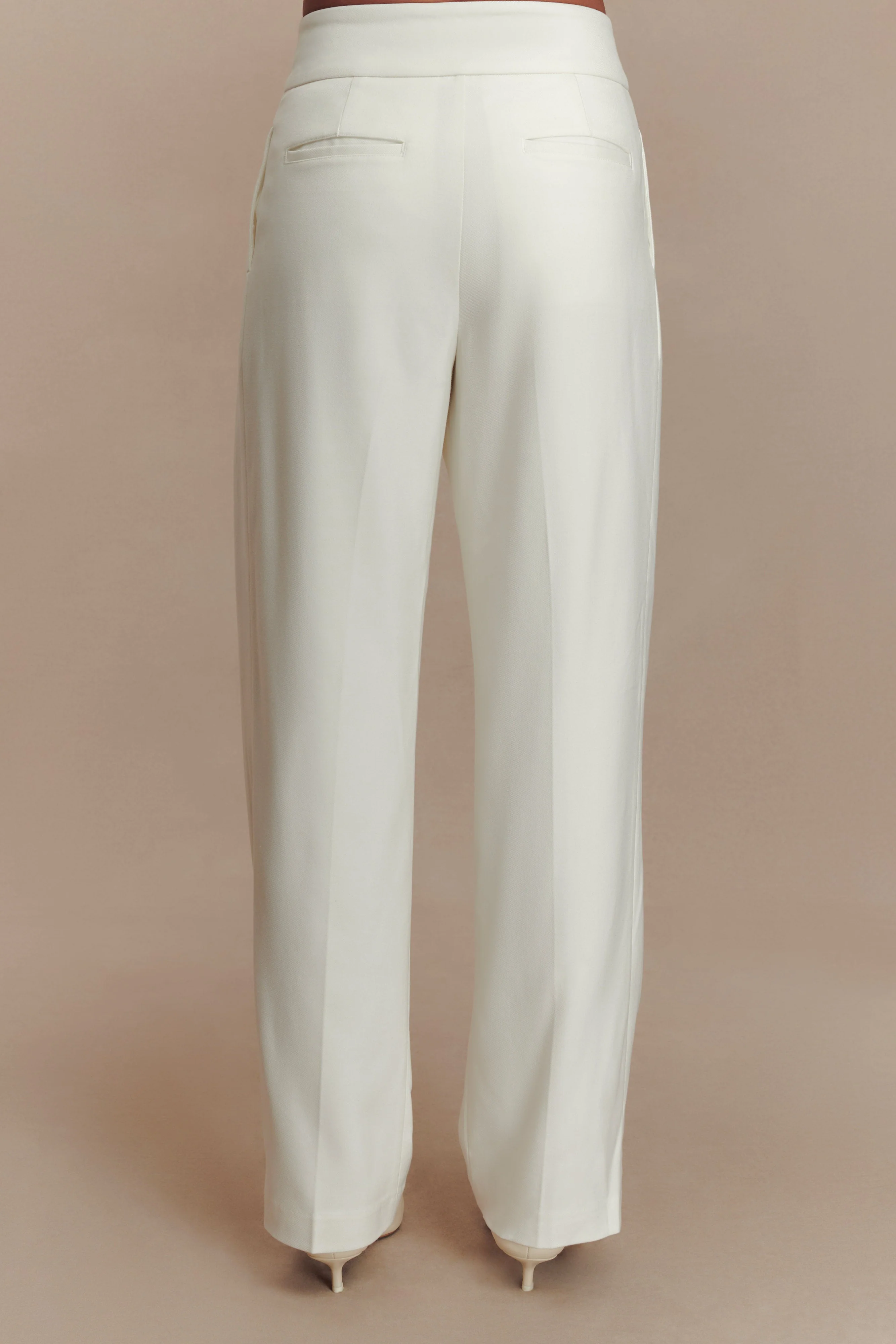 Penelope Pleated High Waisted Pants - Ivory - Image 5