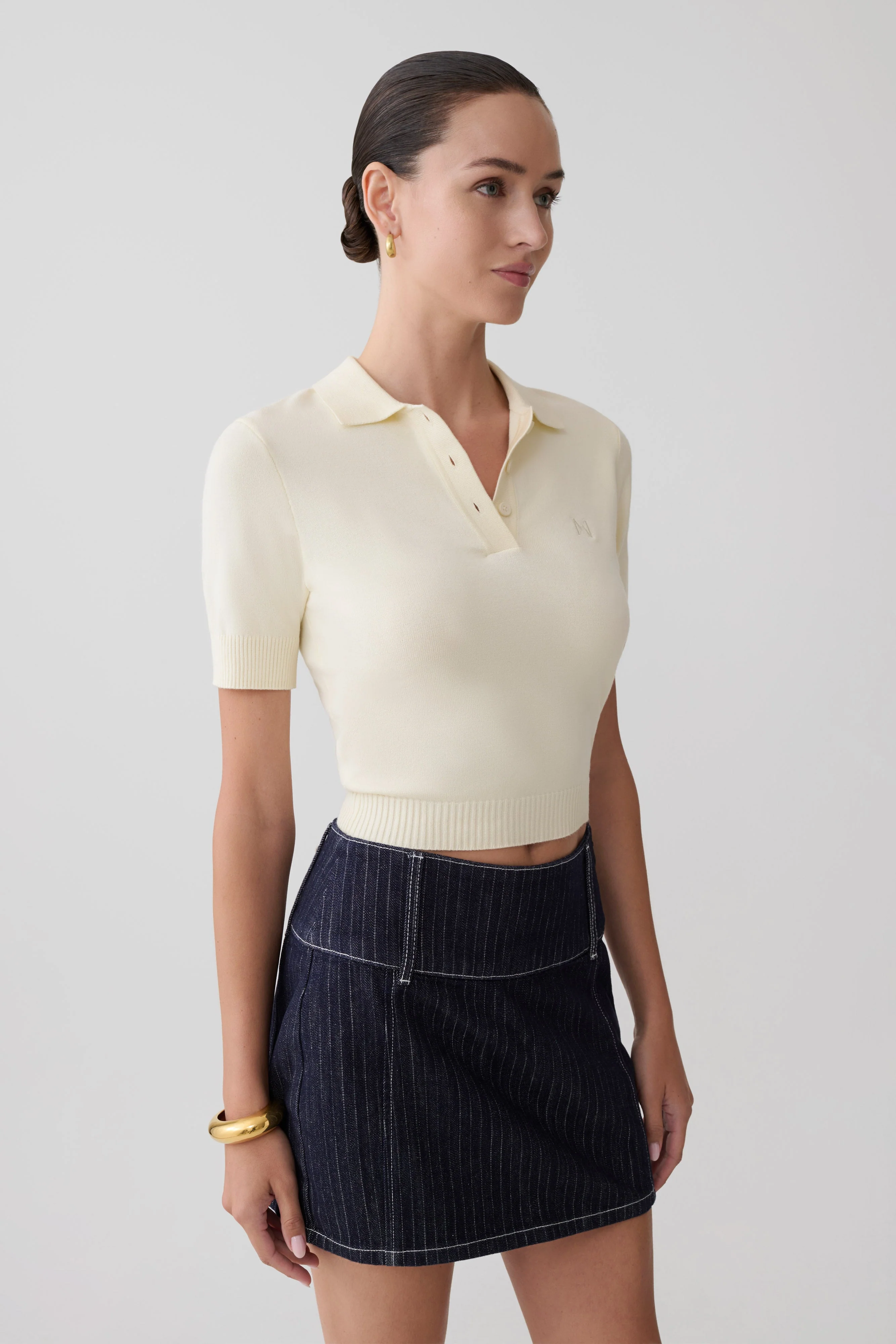 Philly Knit Button Up Top - Ivory - Image 7
