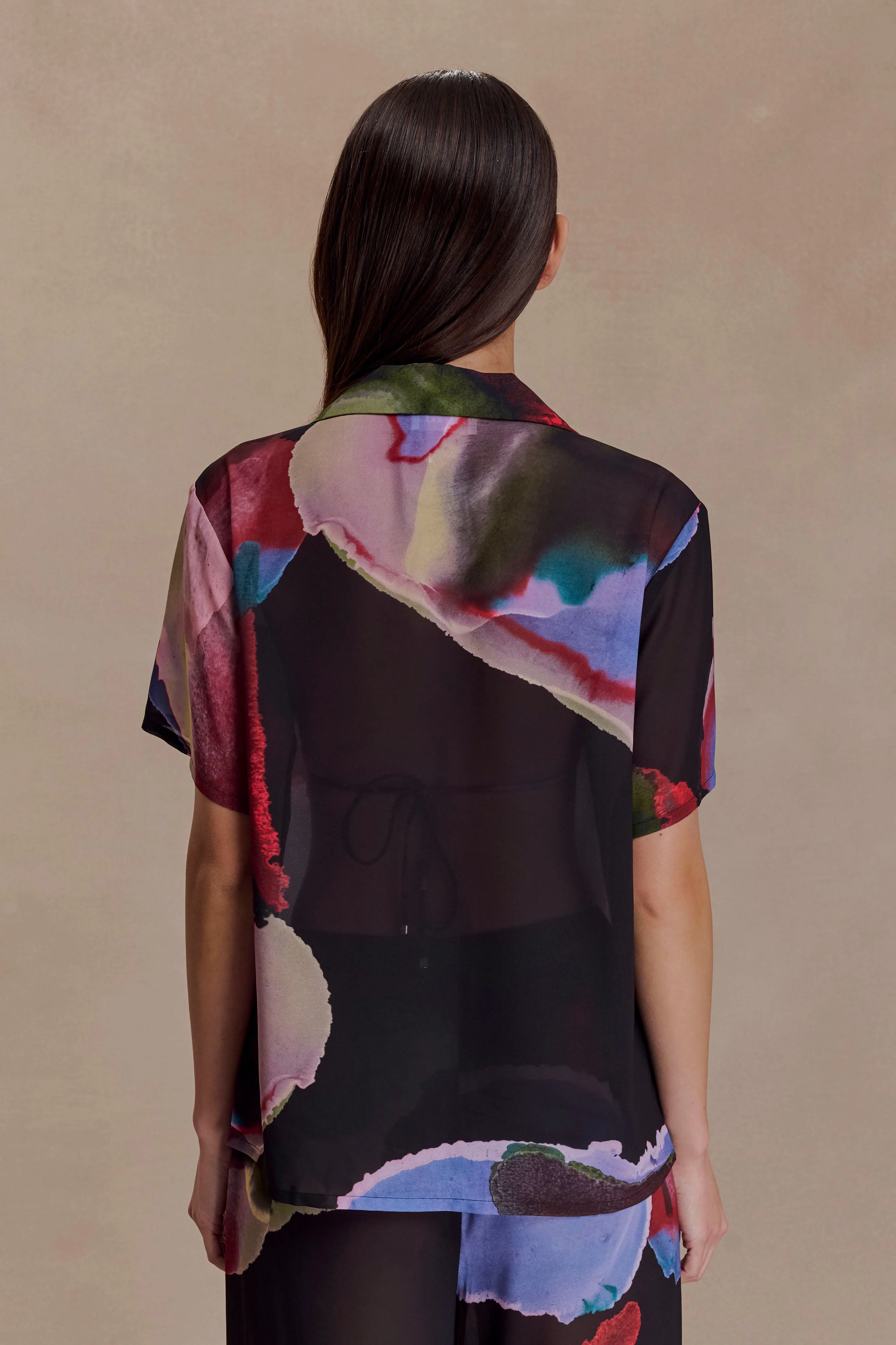 Rachel Chiffon Short Sleeve Shirt - Multi Fluid Reverie Print - Image 2