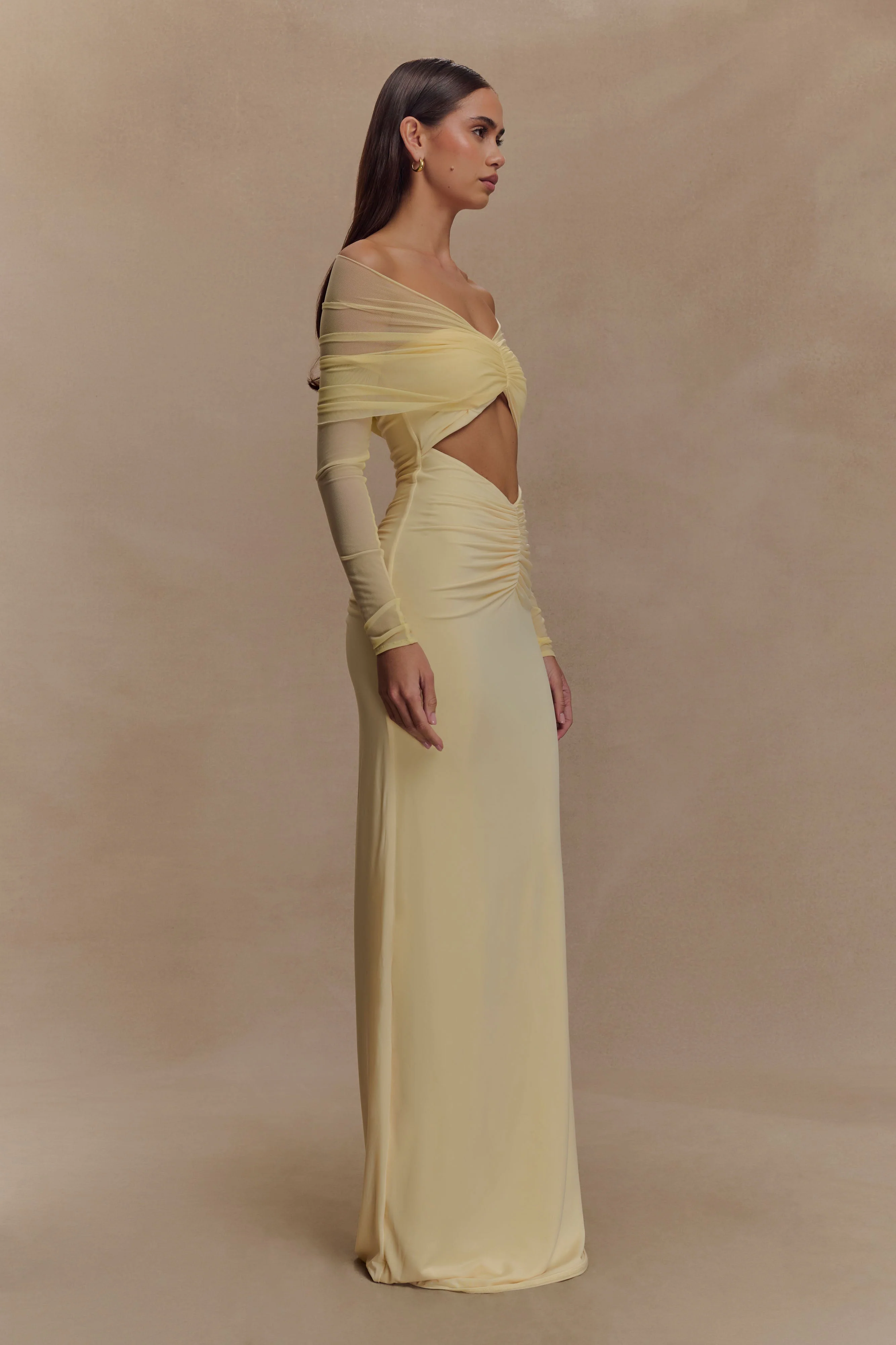 Rafaella Slinky And Mesh Maxi Dress - Lemon - Image 4