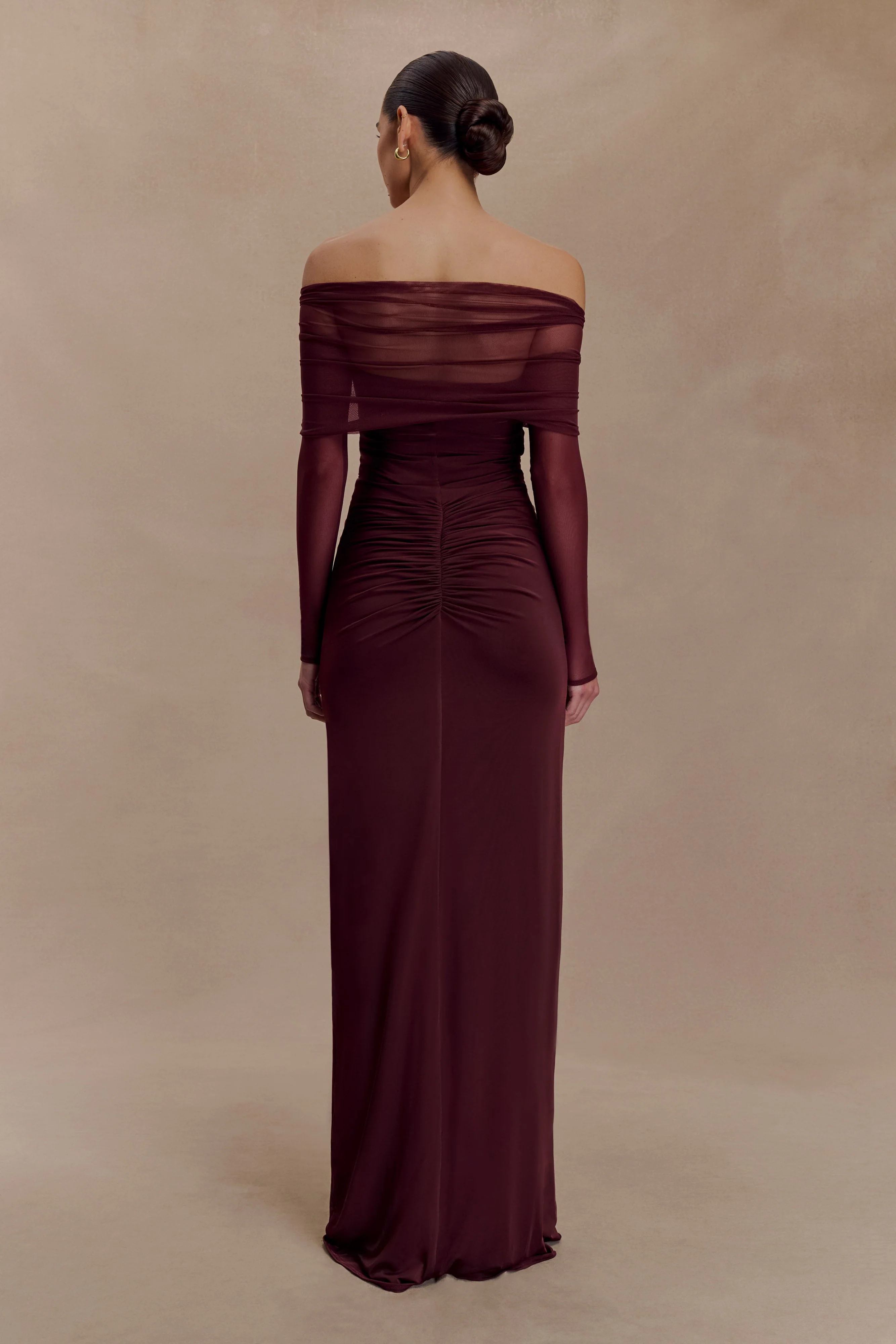Rafaella Slinky And Mesh Maxi Dress - Mahogany - Image 2