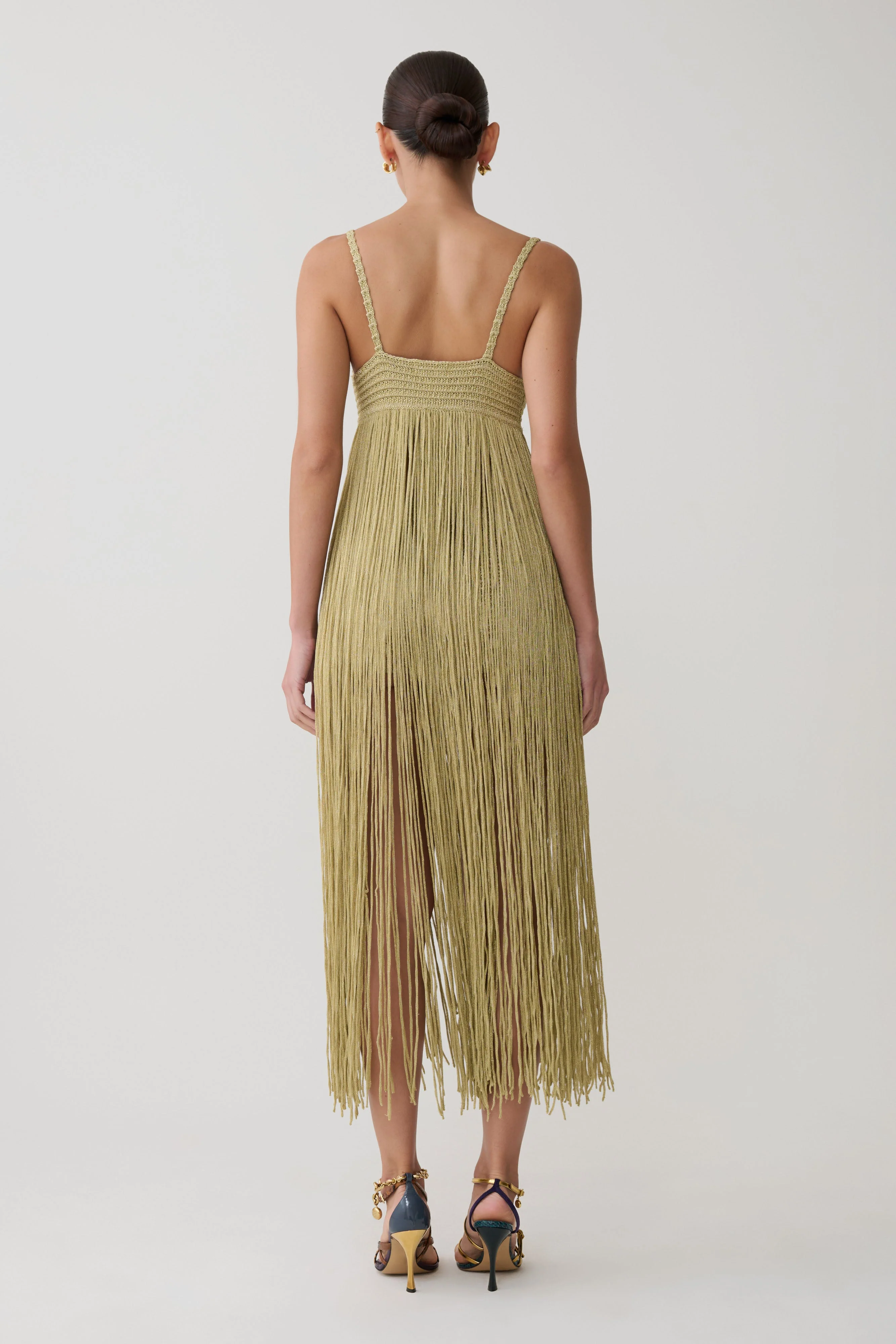 Renee Lurex Crochet Maxi Dress - Gold - Image 3