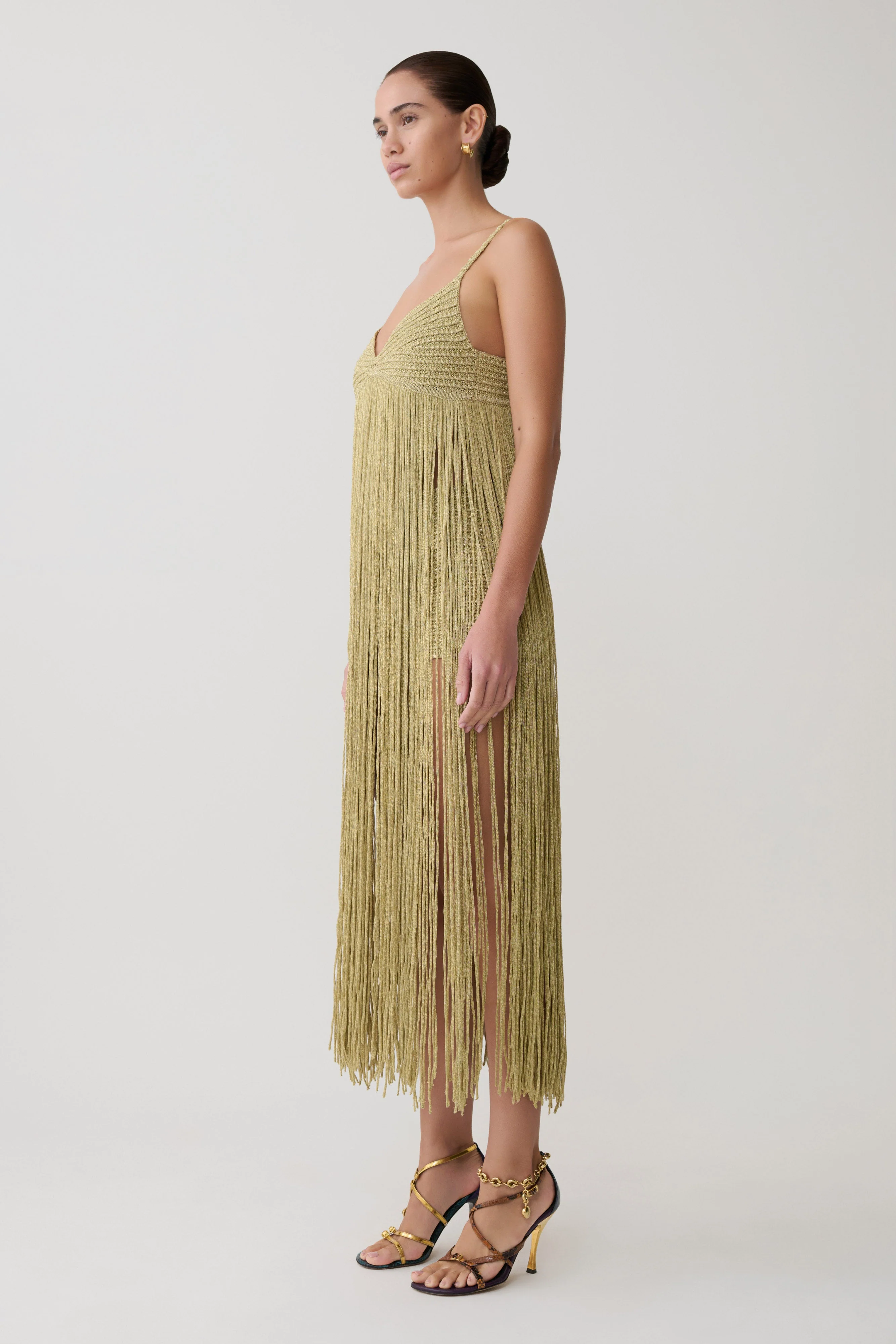 Renee Lurex Crochet Maxi Dress - Gold - Image 4