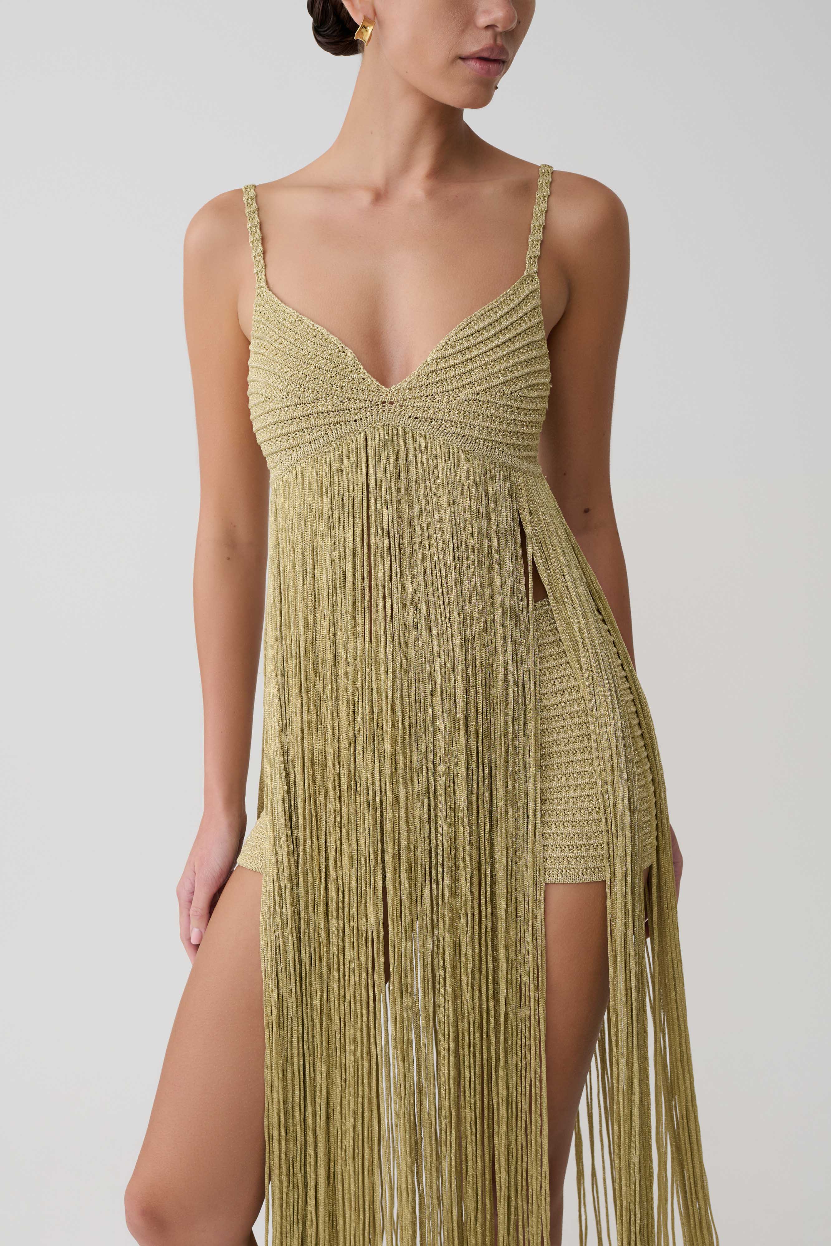 Renee Lurex Crochet Maxi Dress - Gold - Image 6