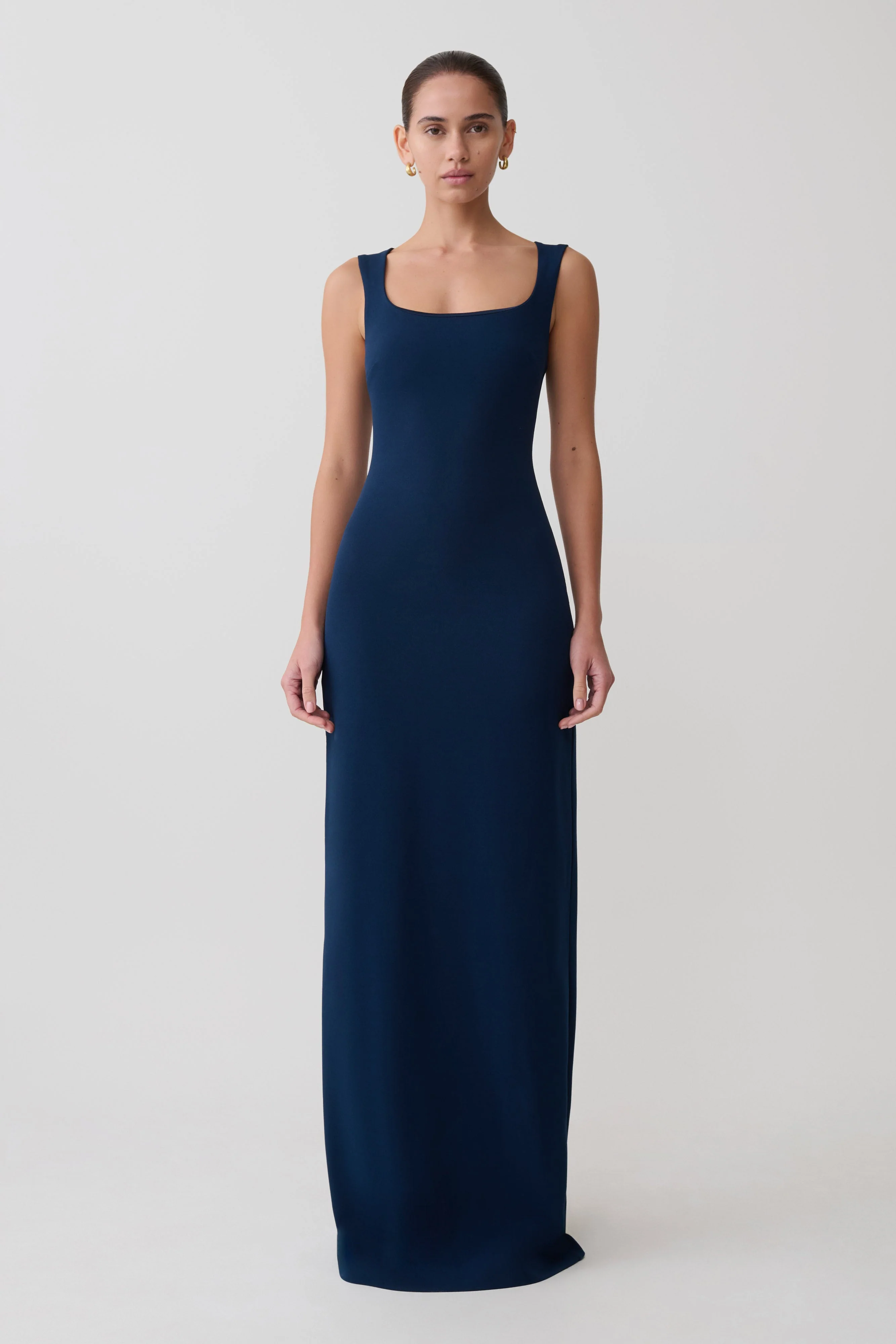 Rhea Detachable Cape Jersey Maxi Dress - Navy - Image 10