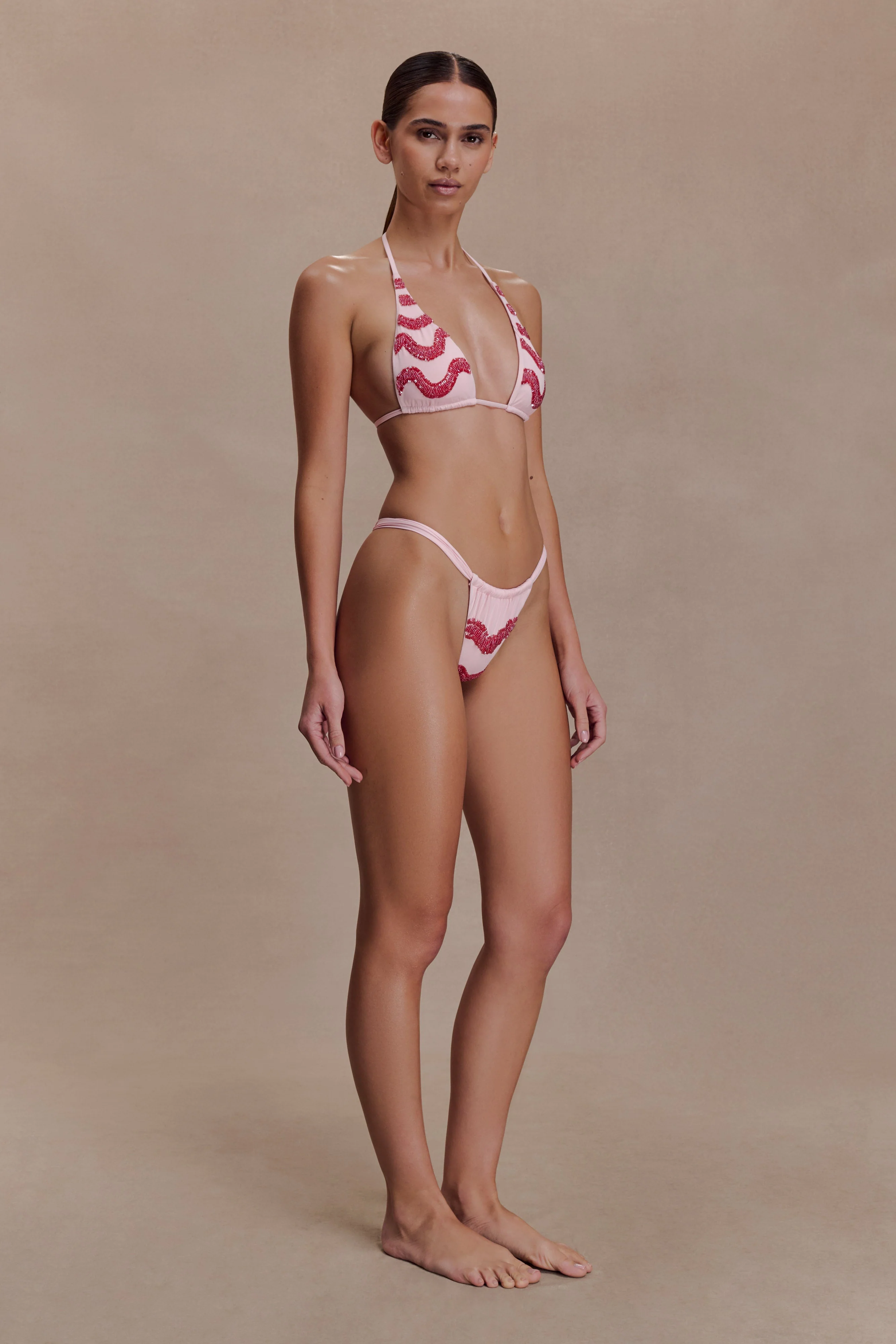 Robyn Beaded Bikini Bottom - Pink - Image 4