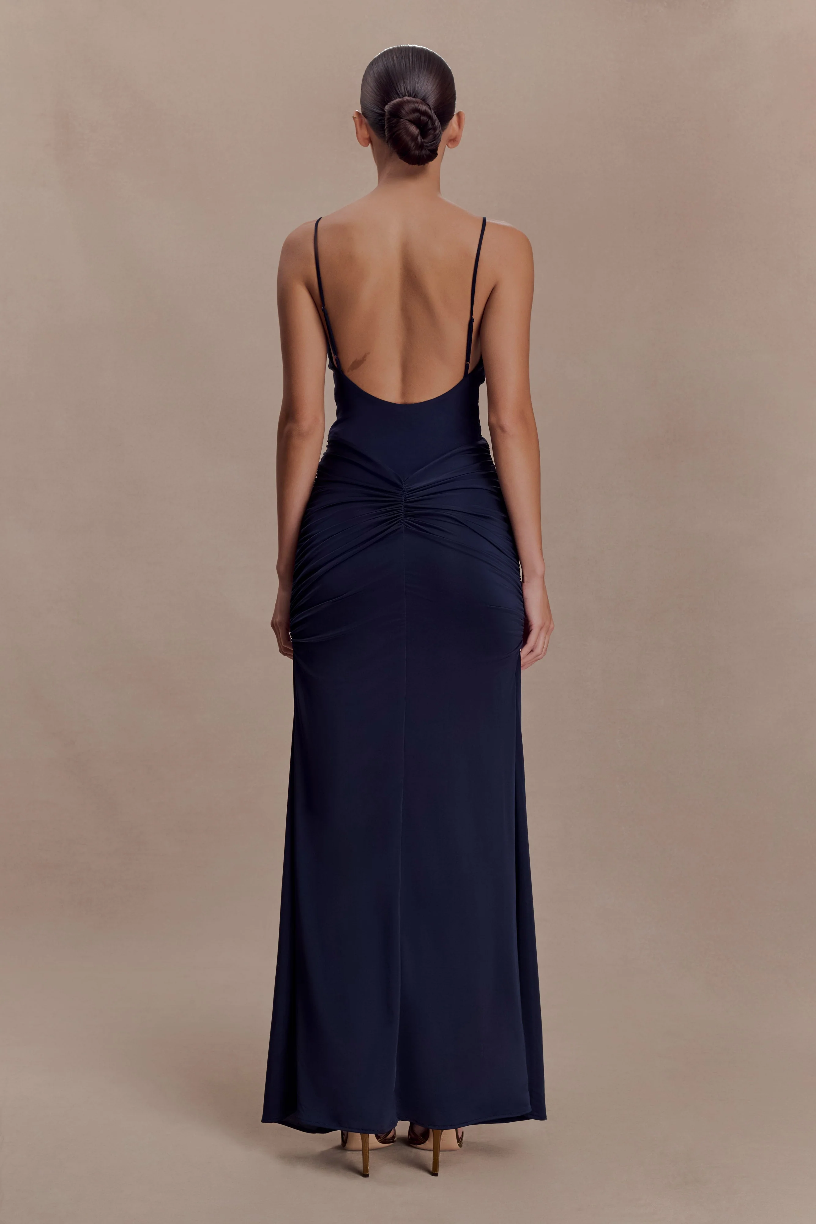 Roisin Slinky Maxi Dress - Navy - Image 2
