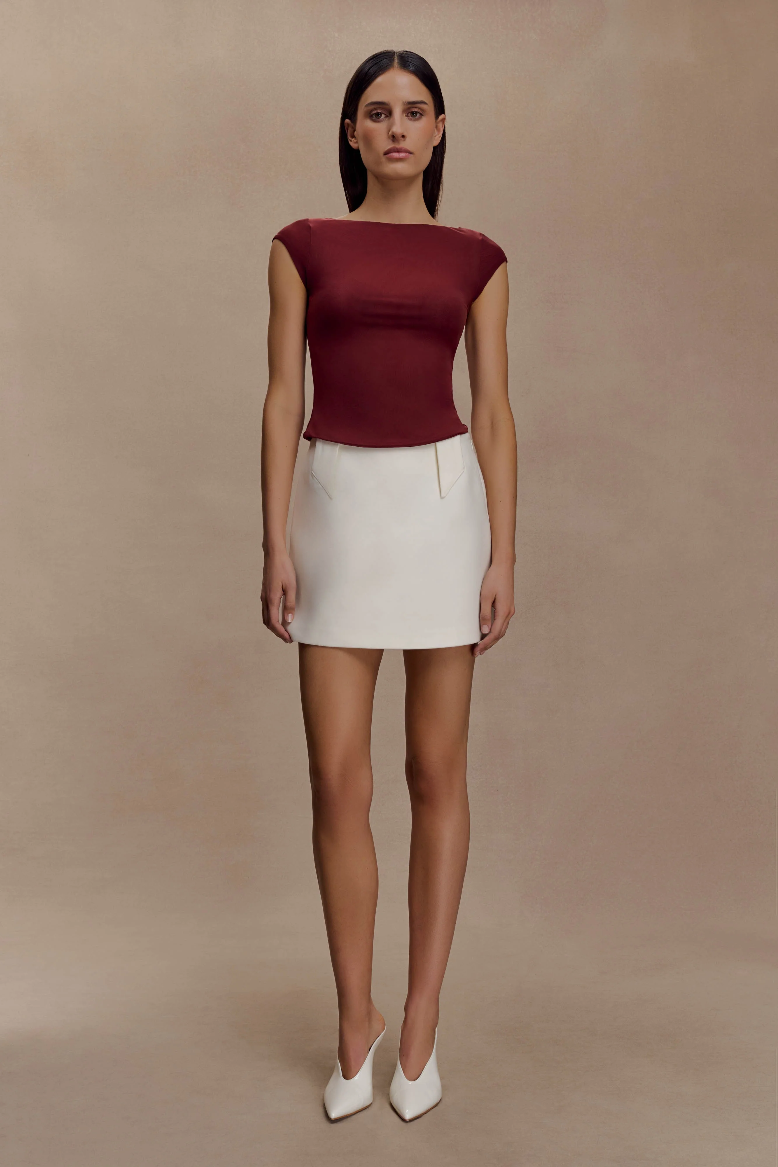 Romana Short Sleeve Mesh Top - Burgundy - Image 7