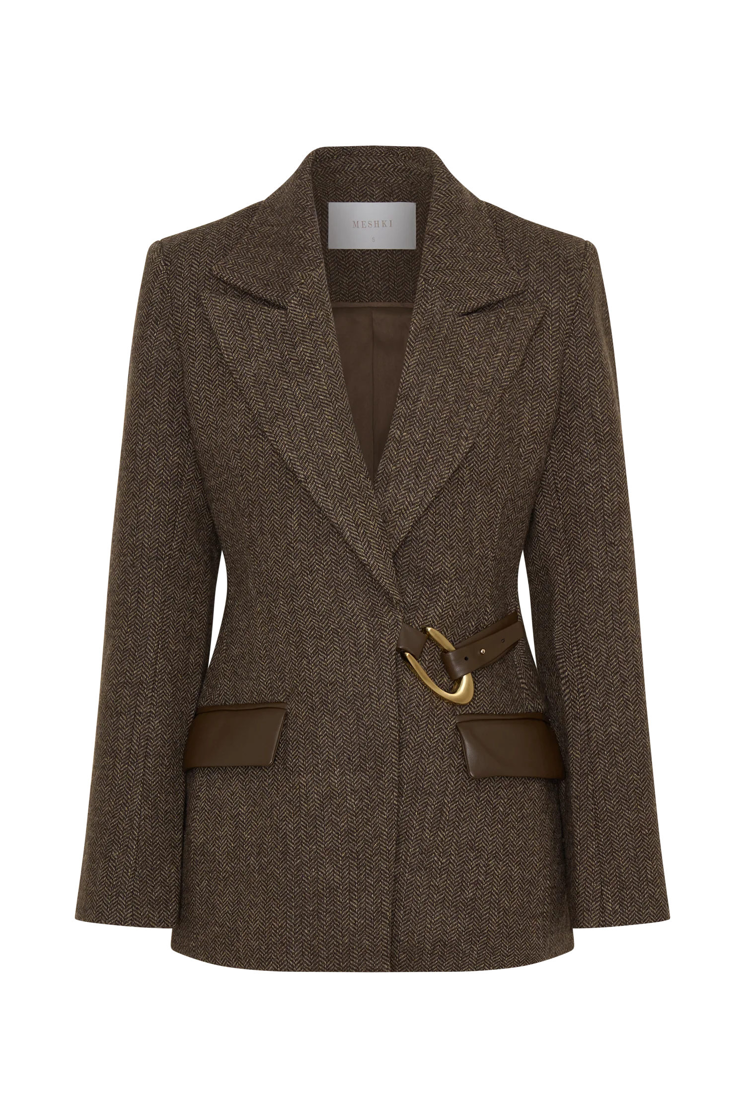 Romy Structured Blazer With Hardware - Herringbone - Image 16