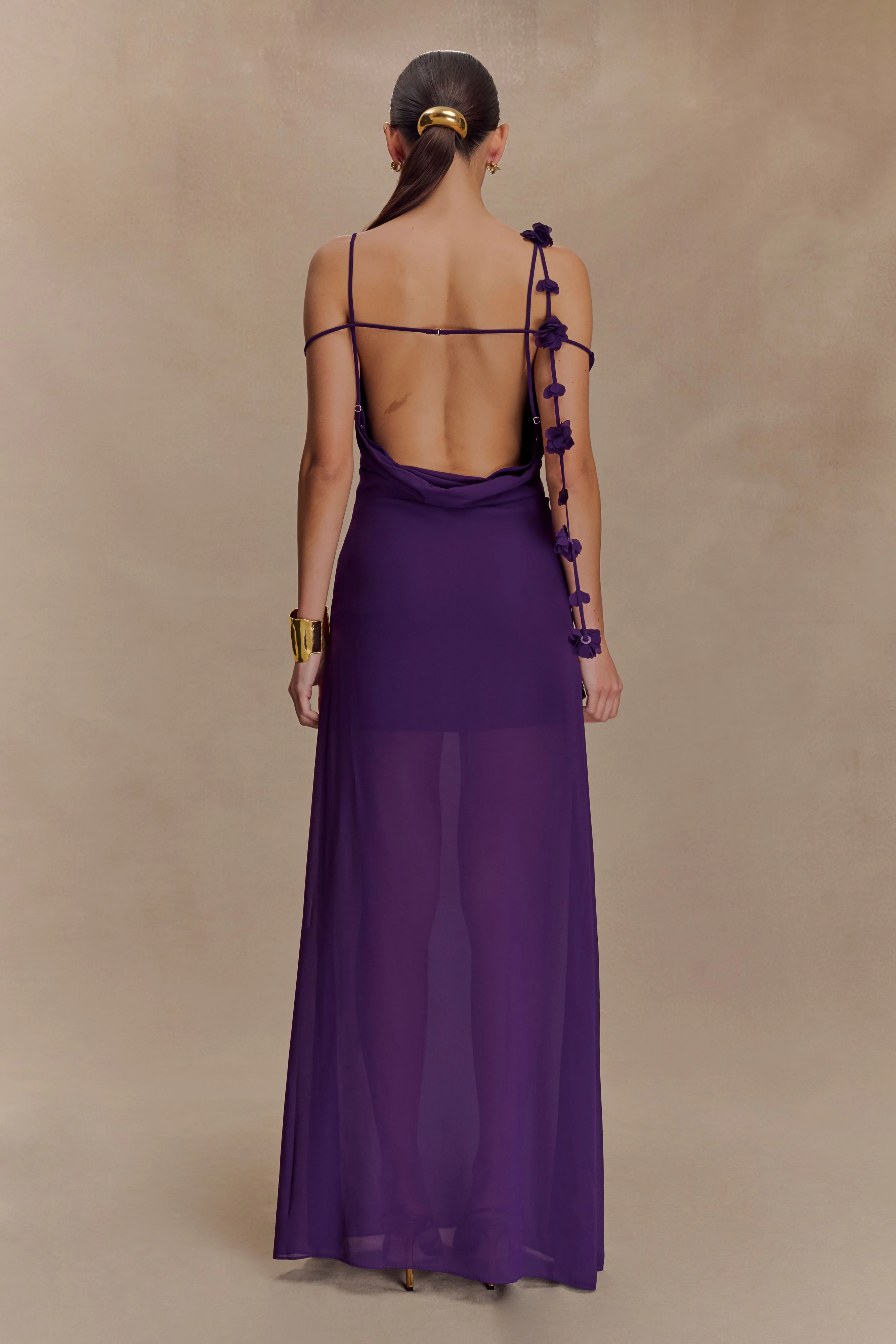 Rosalie Floral Chiffon Maxi Dress - Purple - Image 2