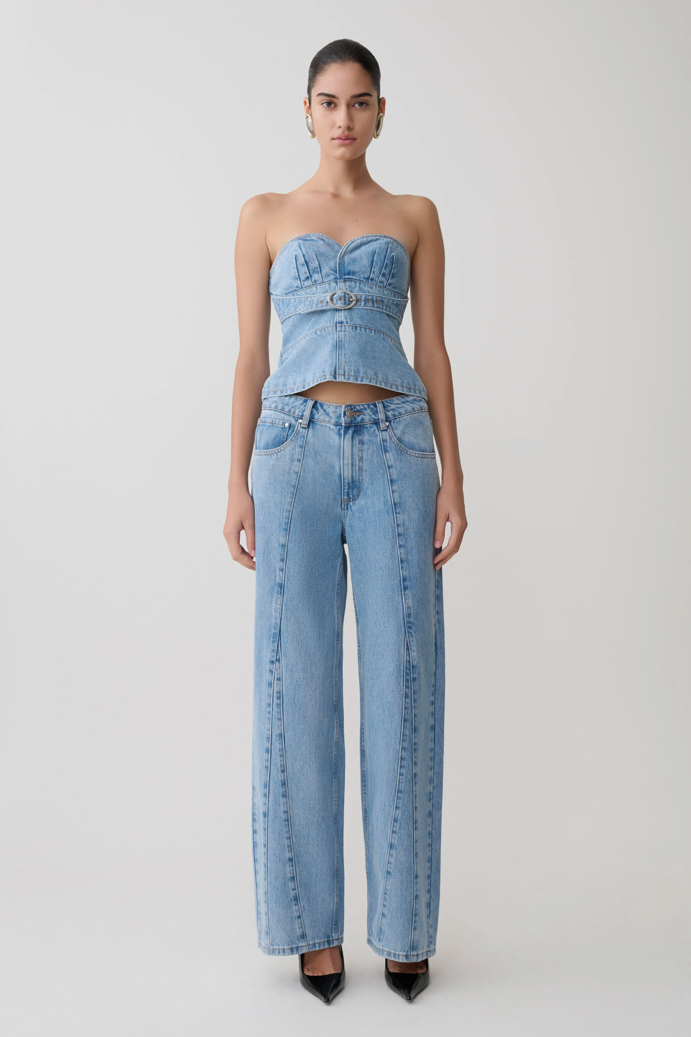 Roy Mid Rise Wide Leg Denim Jeans - Classic Blue - Image 7