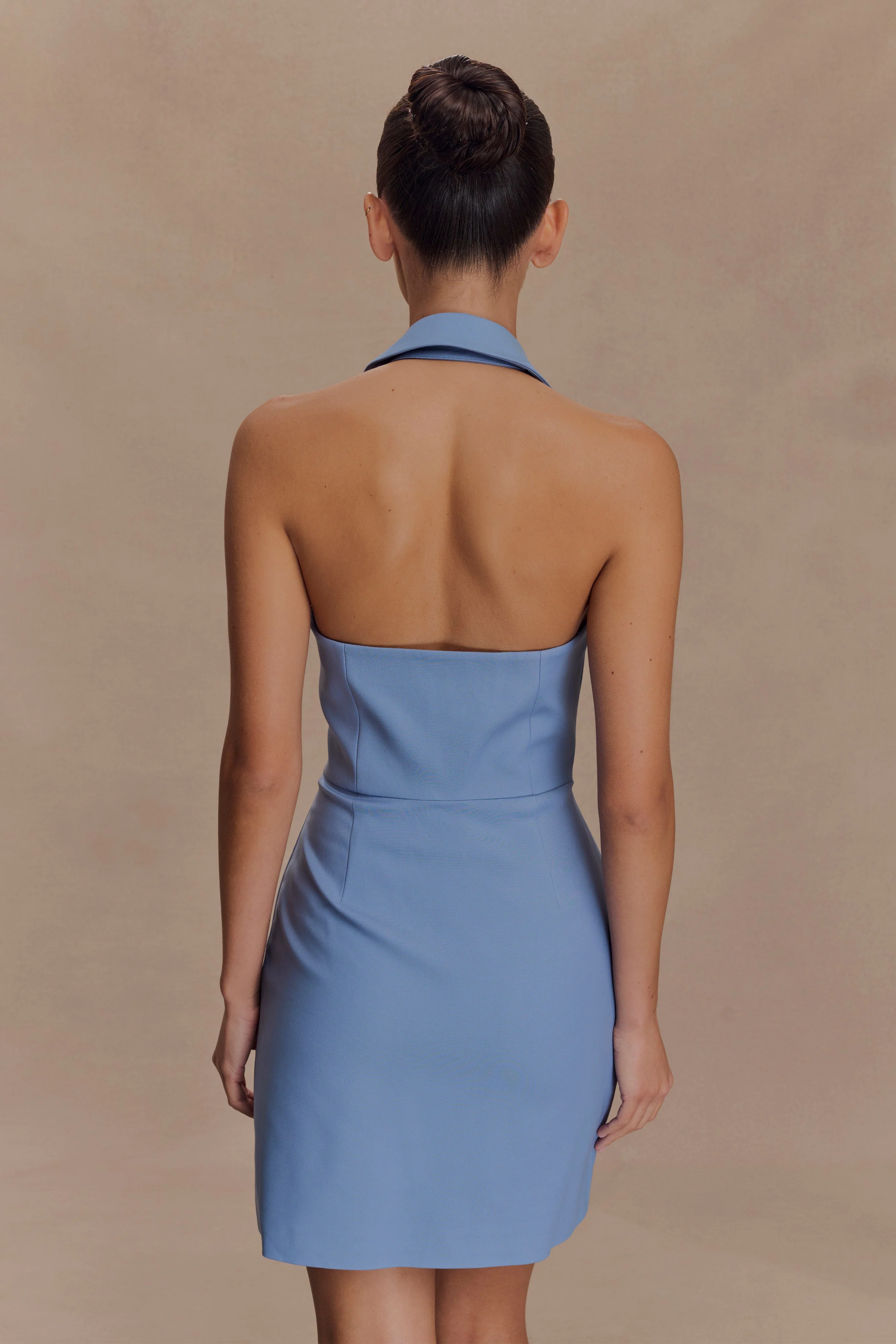 Ruth Cotton Halter Mini Dress - Ocean Blue - Image 2