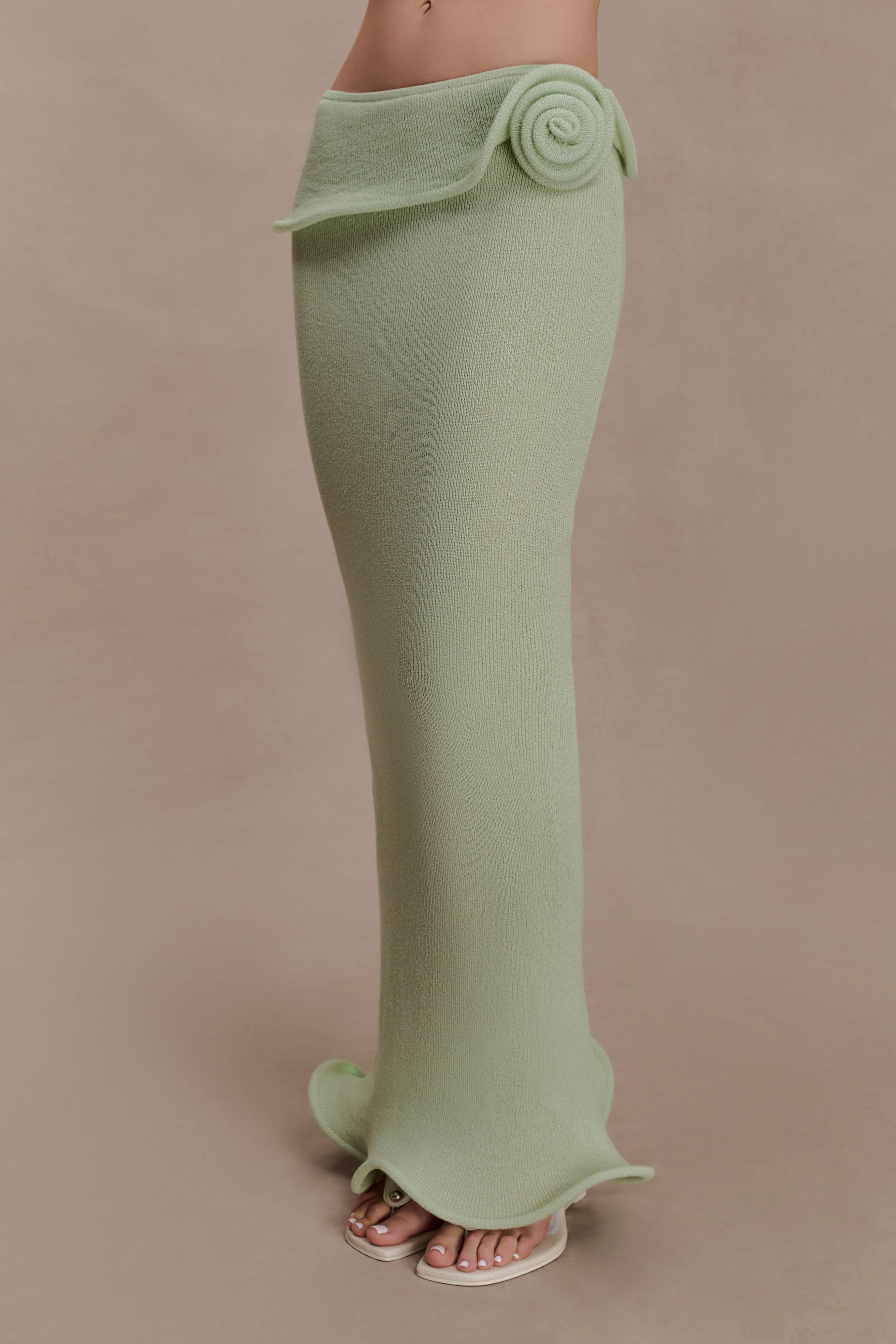 Samira Knit Wired Maxi Skirt - Pastel Green - Image 4