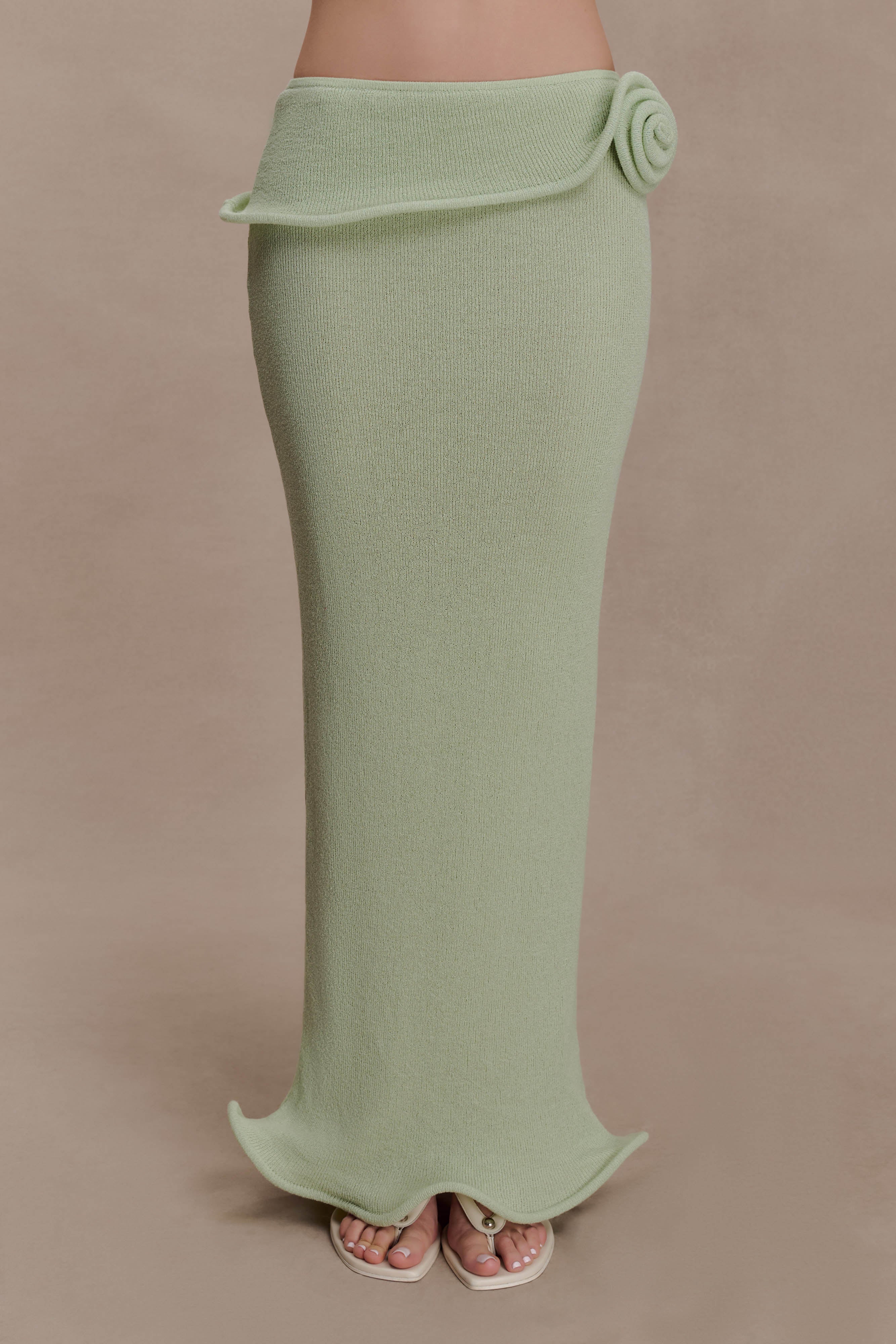 Samira Knit Wired Maxi Skirt - Pastel Green - Image 7
