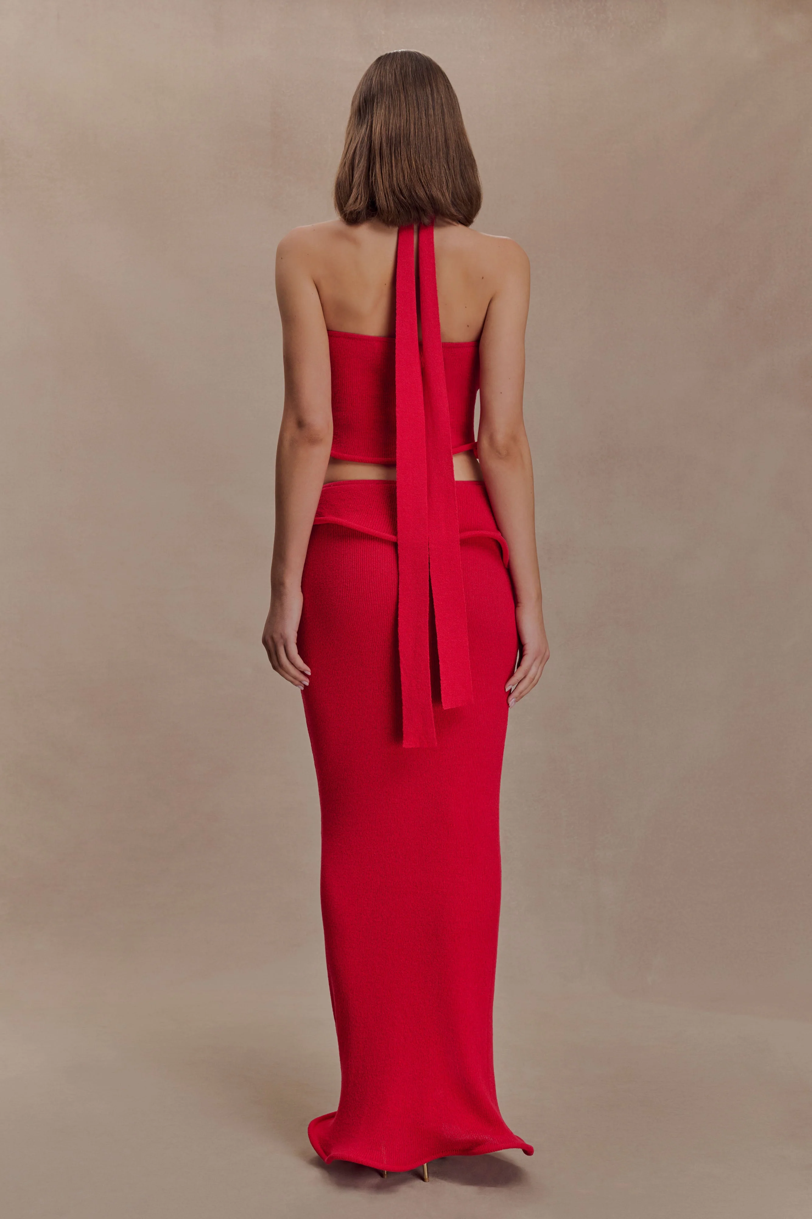 Samira Knit Wired Maxi Skirt - Red - Image 2