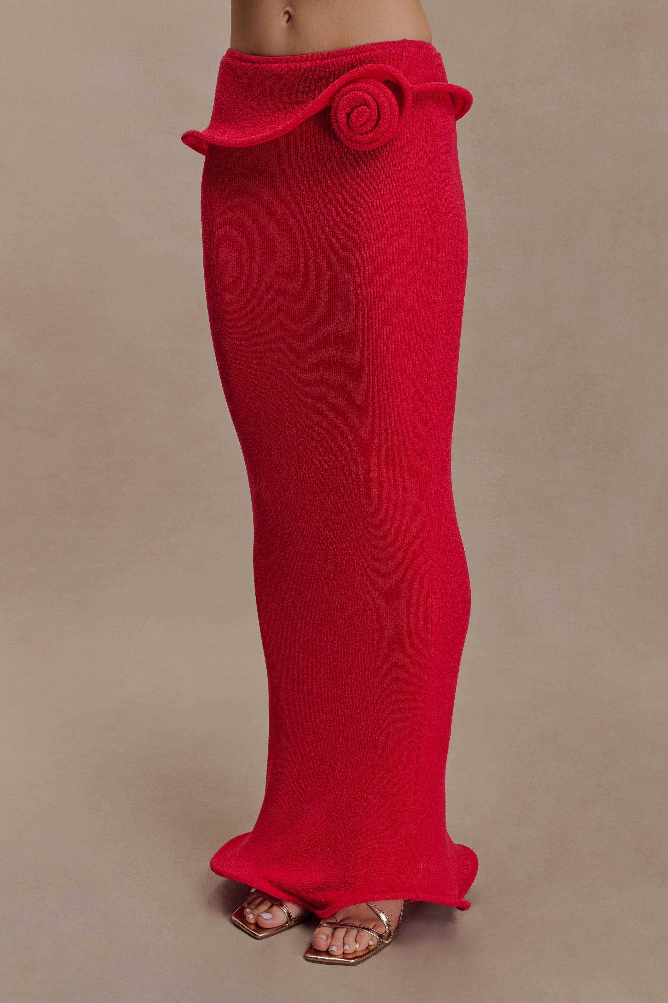 Samira Knit Wired Maxi Skirt - Red - Image 4