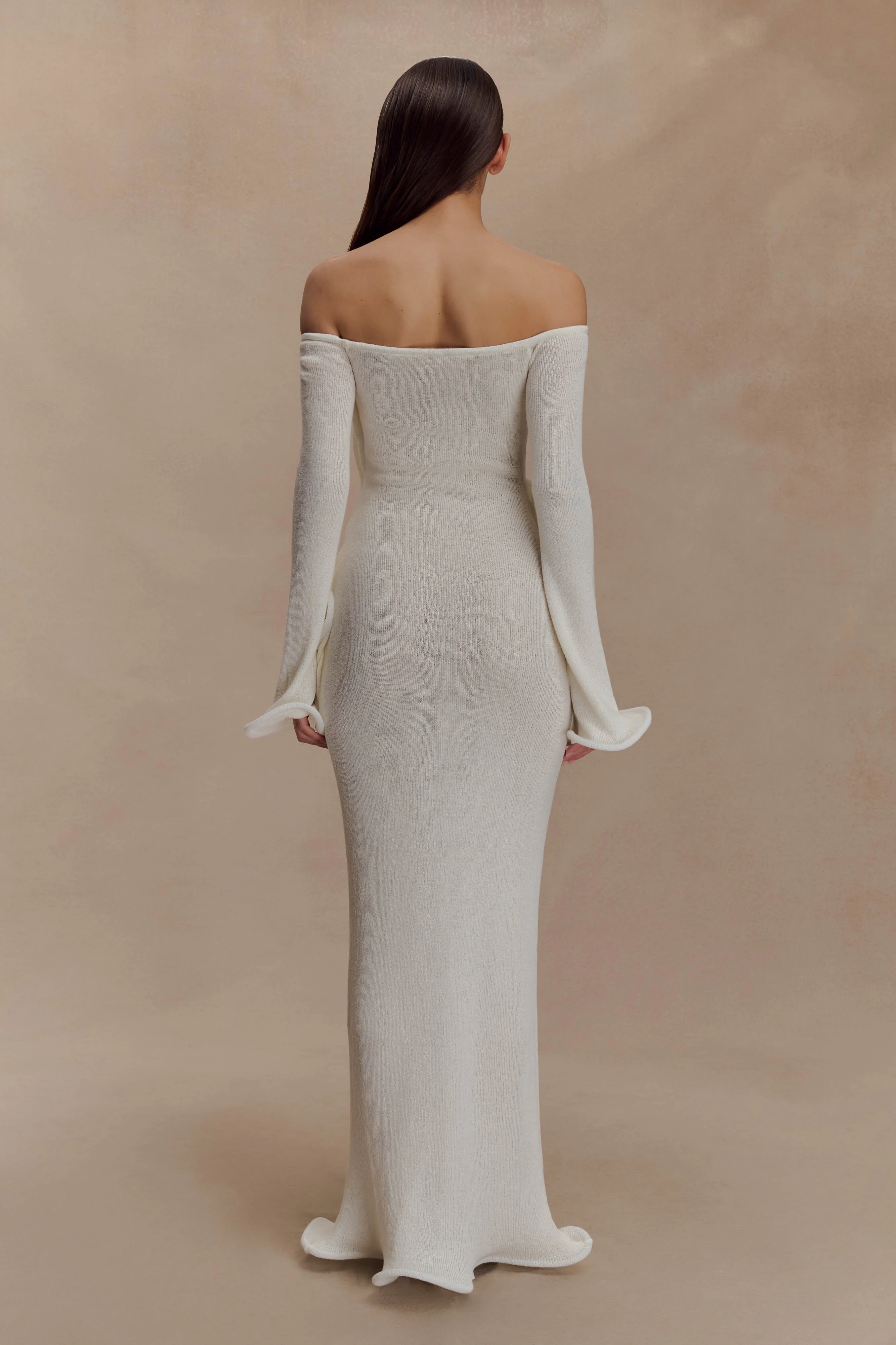 Sandrine Off Shoulder Knit Maxi Dress - White - Image 2