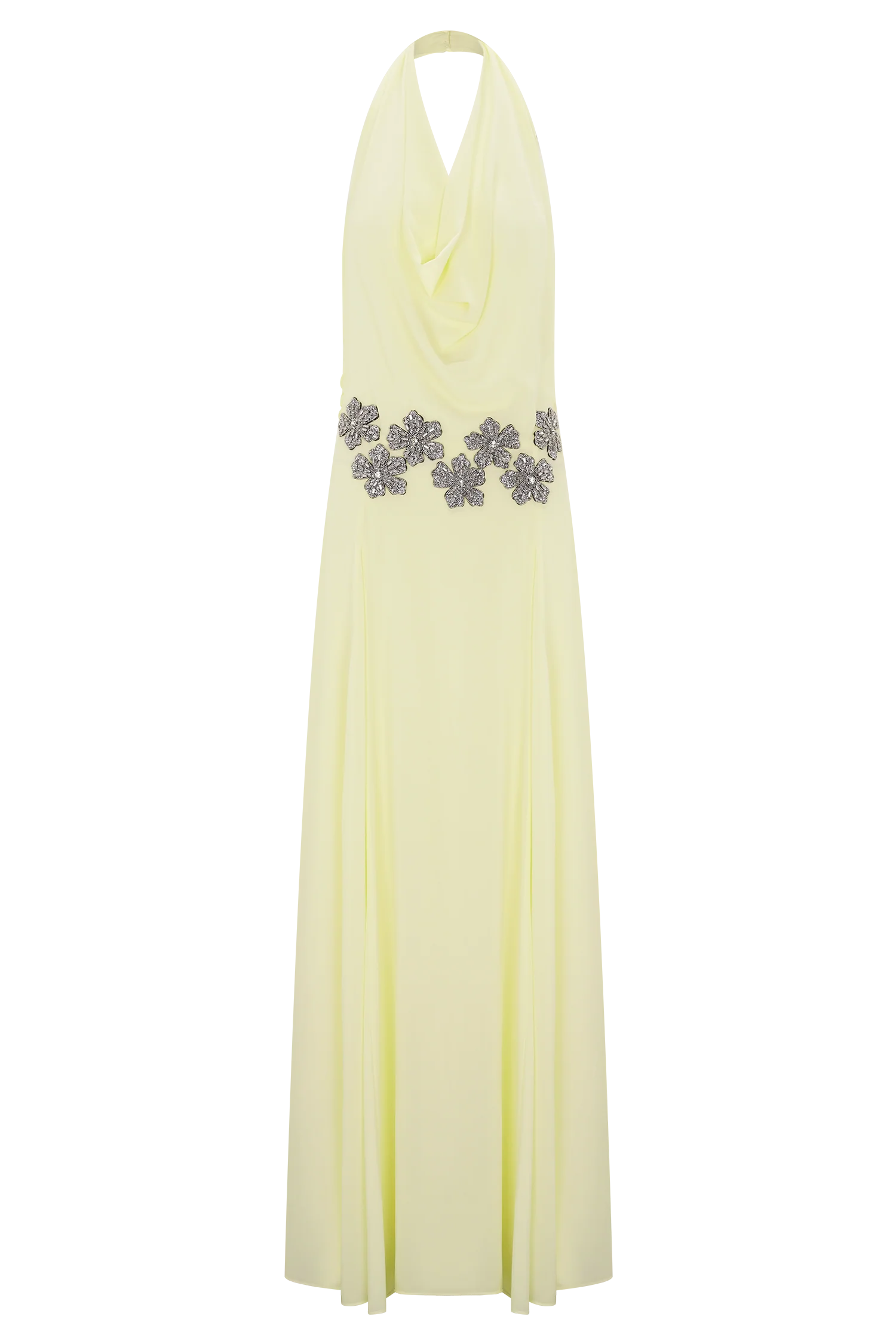 Santal Floral Chiffon Halter Maxi Dress - Lemon - Image 11