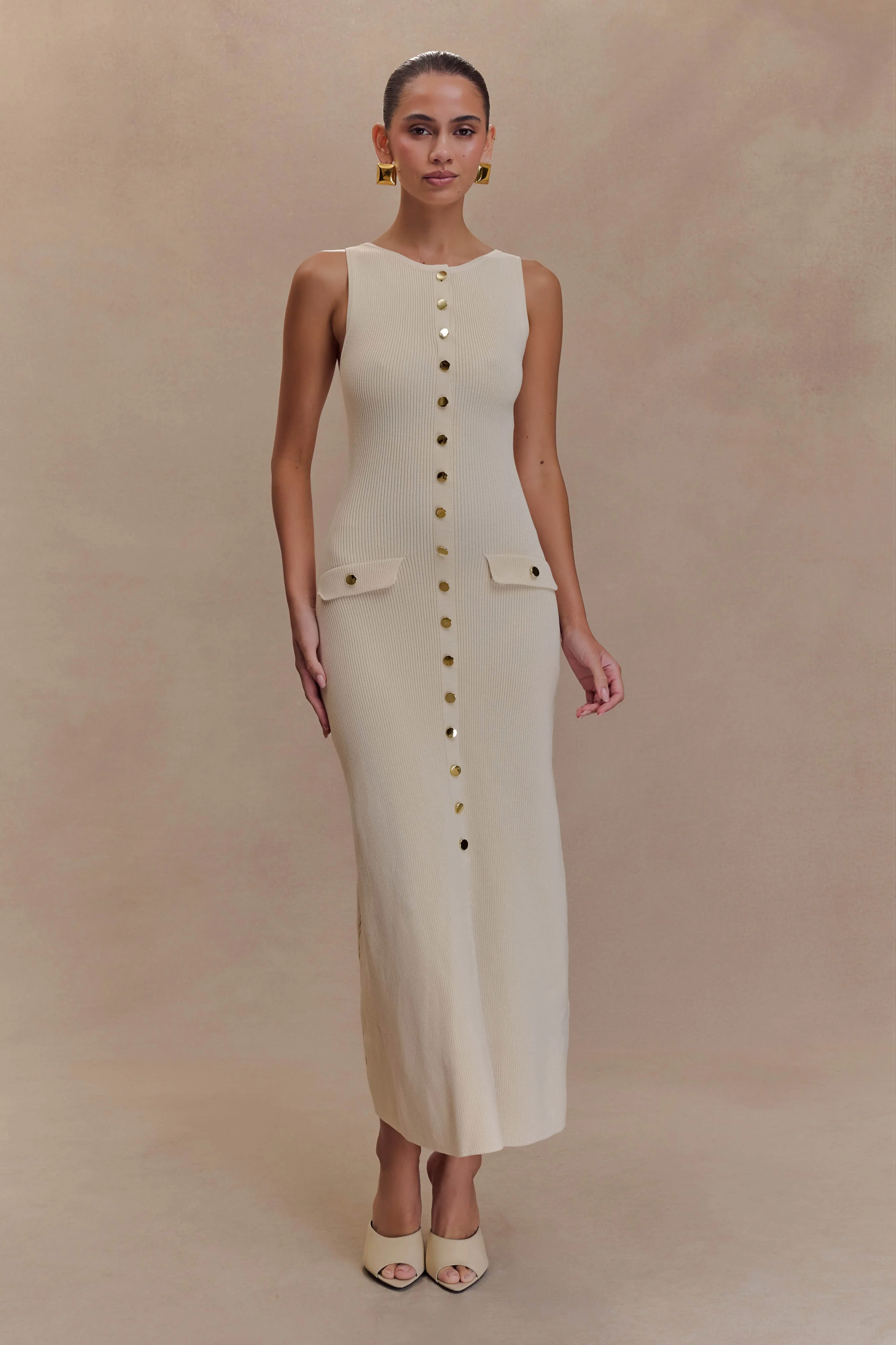 Sawyer Sleeveless Buttoned Maxi Dress - Ivory - Image 5