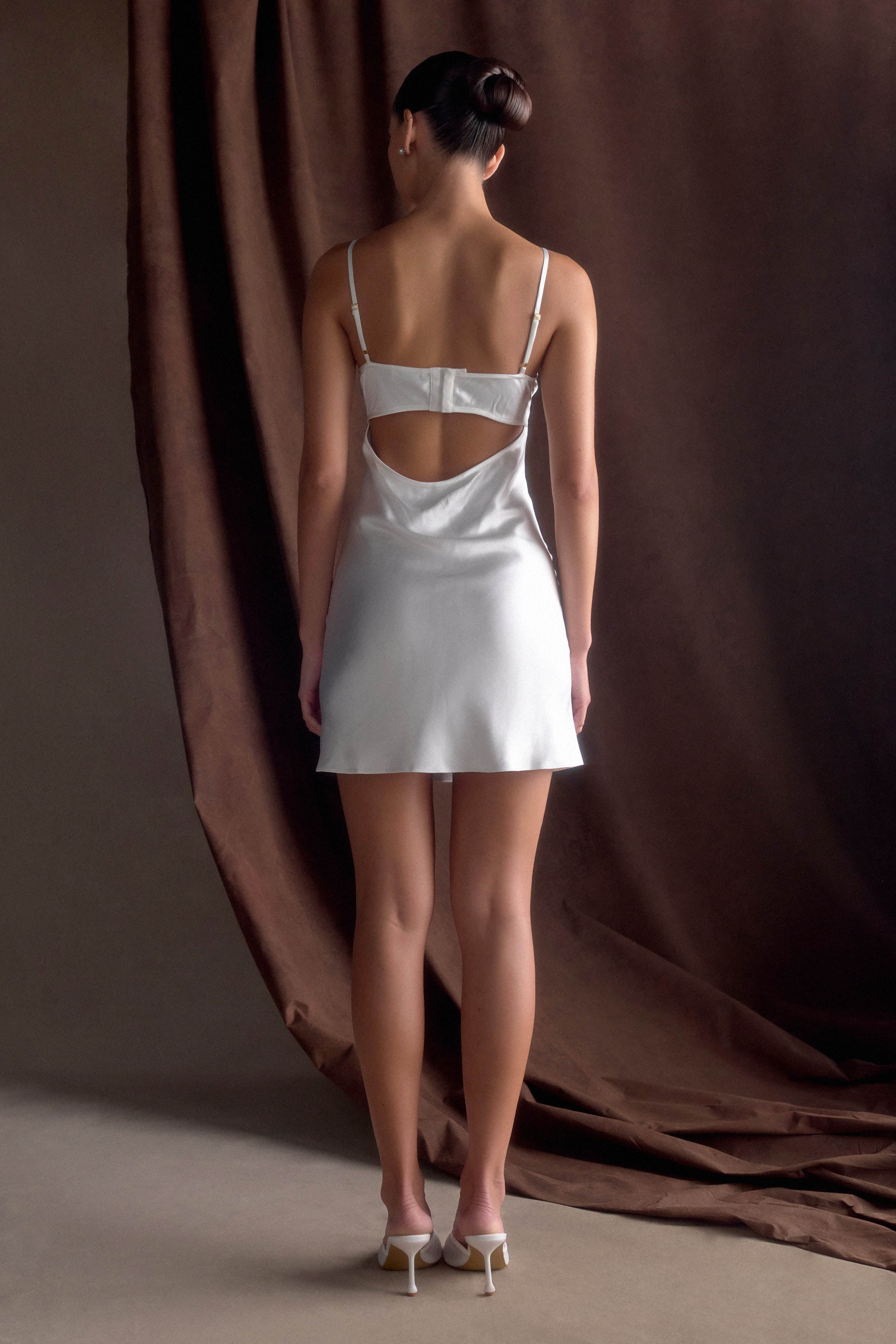 Scarlett Satin Slip Mini Dress - Ivory - Image 2