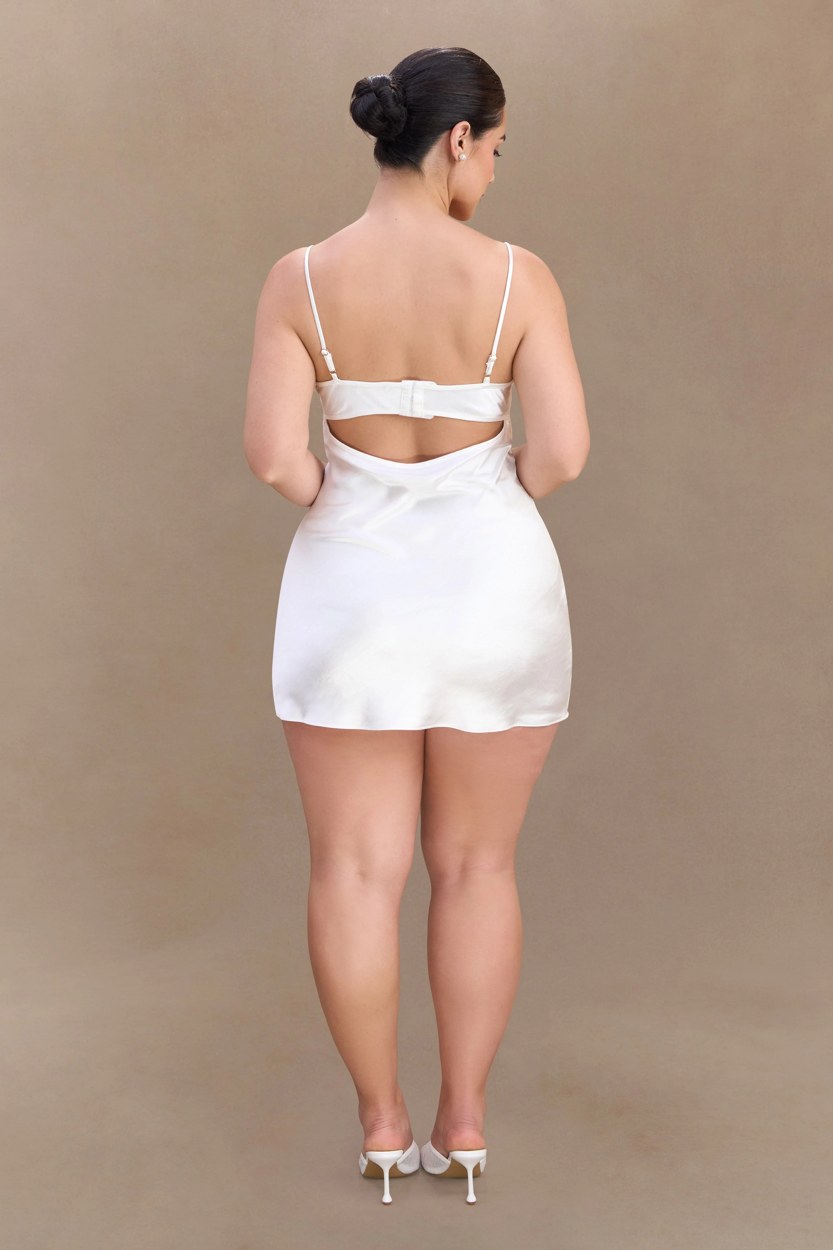 Scarlett Satin Slip Mini Dress - Ivory - Image 8