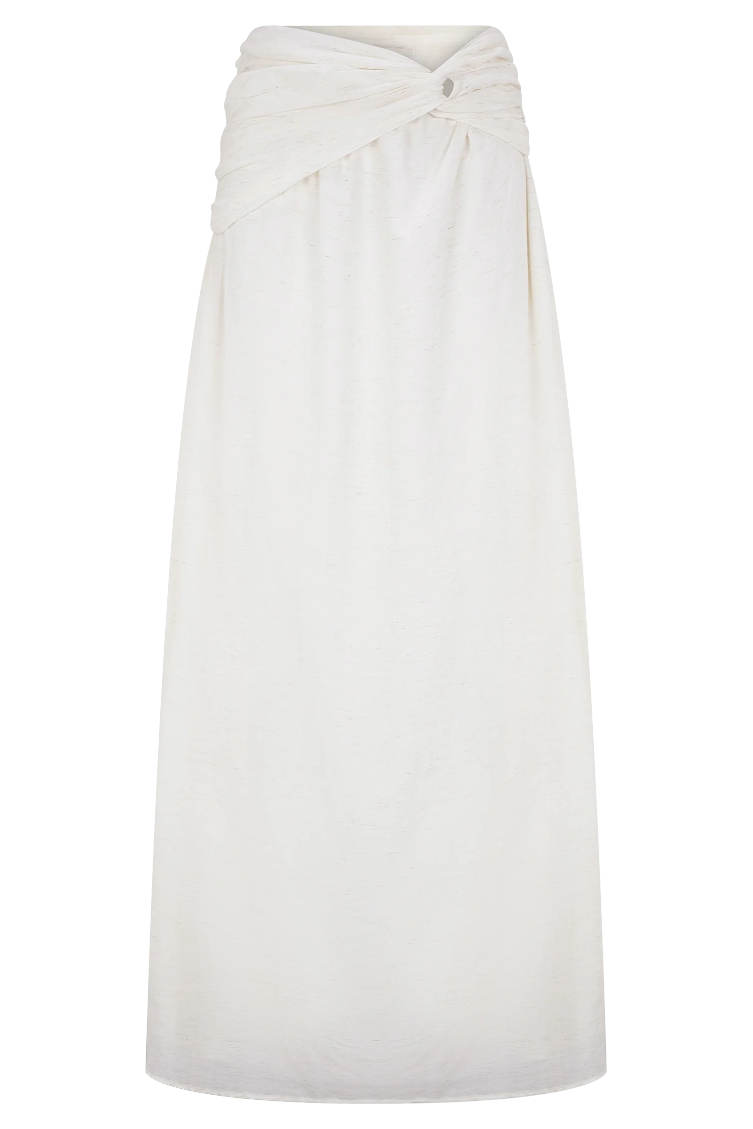 Scottie Gathered Linen Knot Maxi Skirt - Oat Marle - Image 10